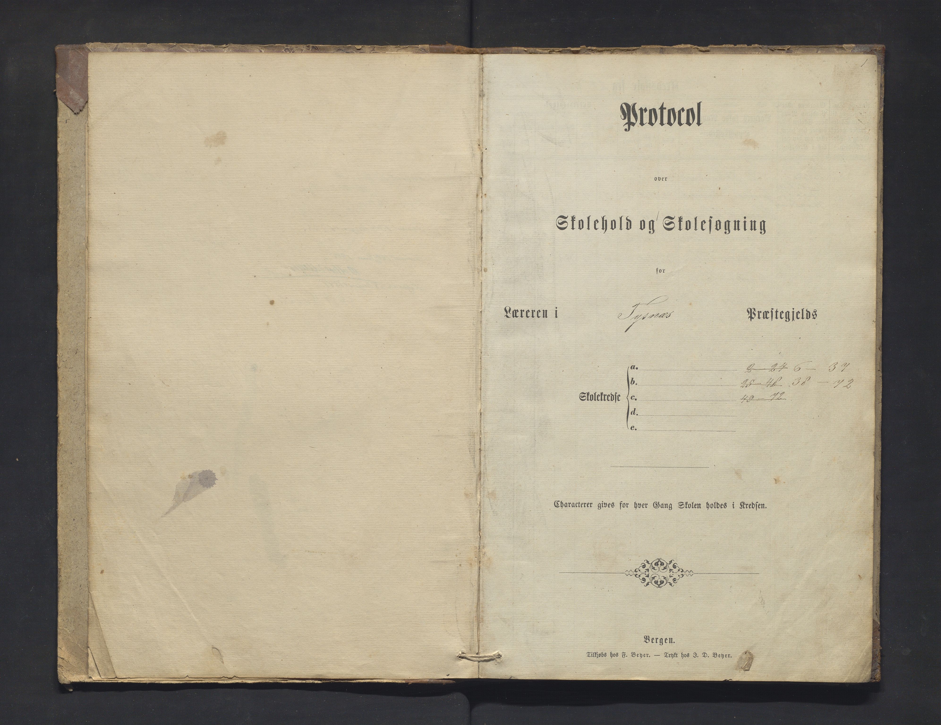 Tysnes kommune. Barneskulane, IKAH/1223-231/F/Fa/Fac/L0004: Skuleprotokoll for Flygansver, Brattetveit, Åse, Håland, Færevåg, Sunde, Amland, Syd-Reksteren og Landreåen krinsar, 1871-1874