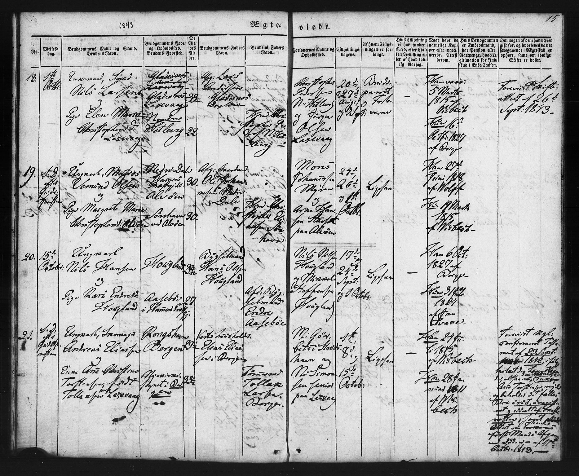 Askøy Sokneprestembete, AV/SAB-A-74101/H/Ha/Haa/Haaa/L0006: Ministerialbok nr. A 6, 1840-1852, s. 15