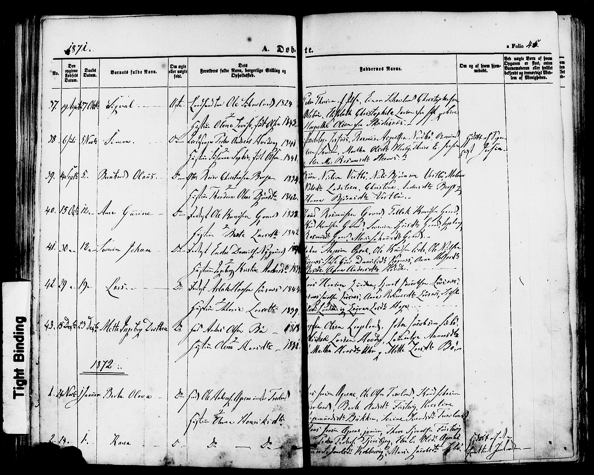 Finnøy sokneprestkontor, AV/SAST-A-101825/H/Ha/Haa/L0008: Ministerialbok nr. A 8, 1863-1878, s. 45