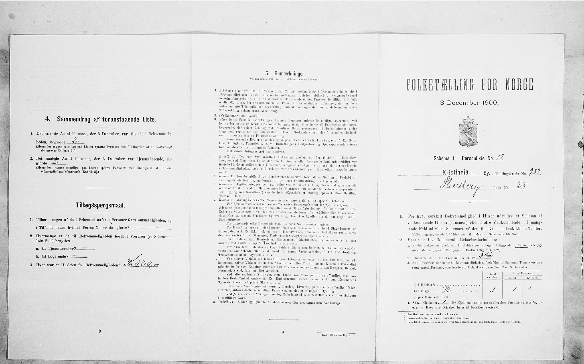 SAO, Folketelling 1900 for 0301 Kristiania kjøpstad, 1900, s. 91520