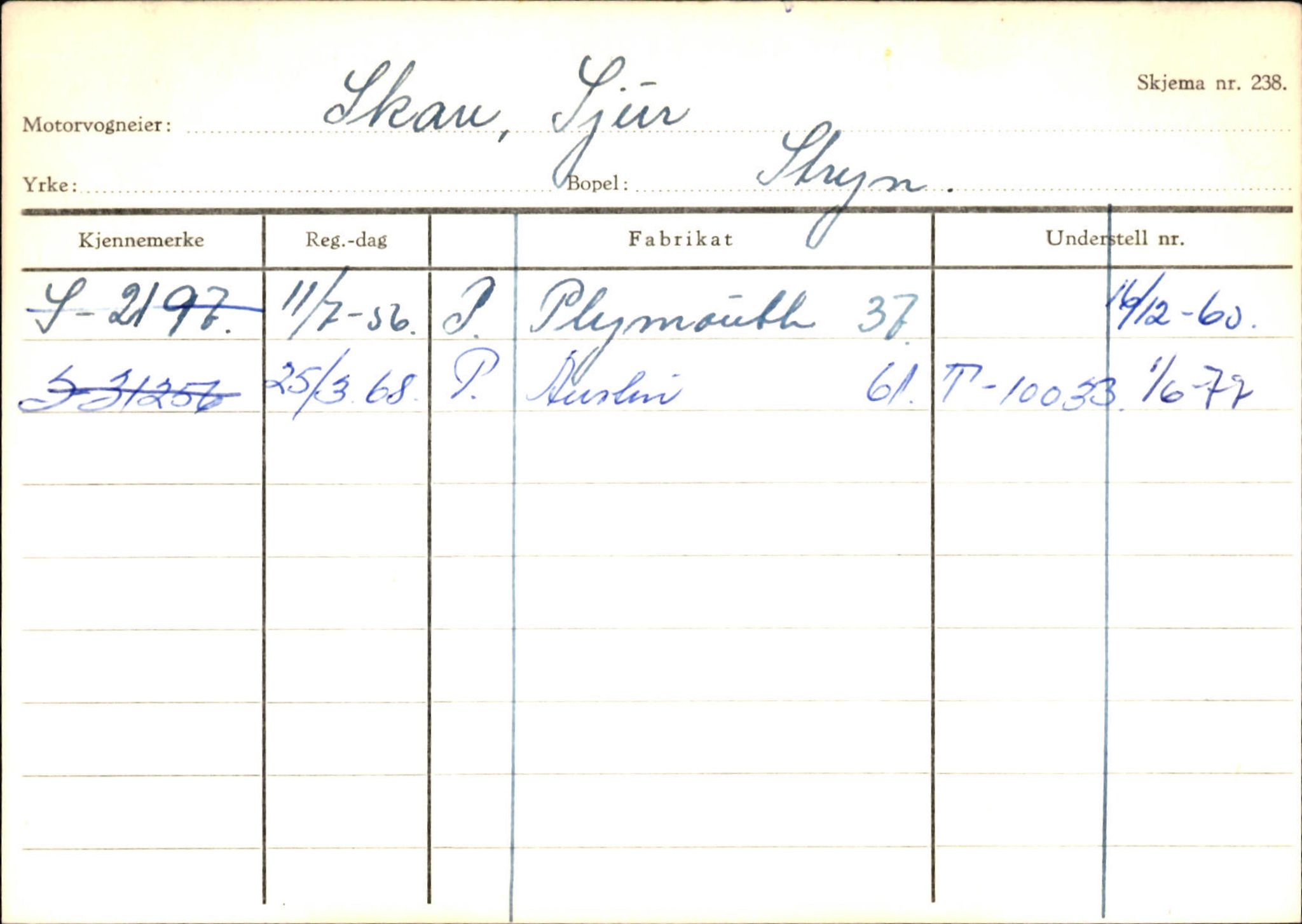 Statens vegvesen, Sogn og Fjordane vegkontor, SAB/A-5301/4/F/L0131: Eigarregister Høyanger P-Å. Stryn S-Å, 1945-1975, s. 1254