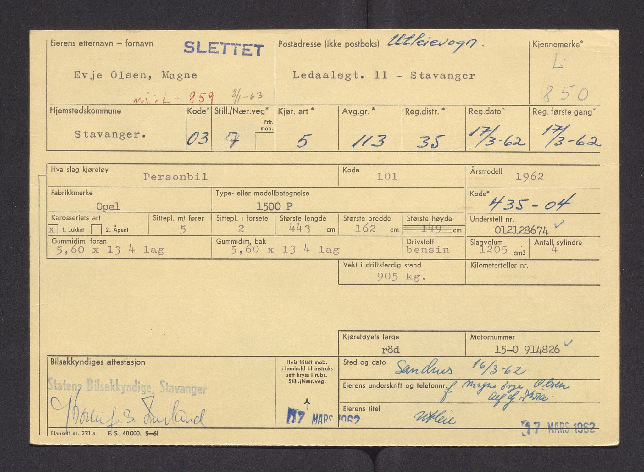 Stavanger trafikkstasjon, SAST/A-101942/0/F/L0003: L-700 - L-999, 1930-1971, s. 1470