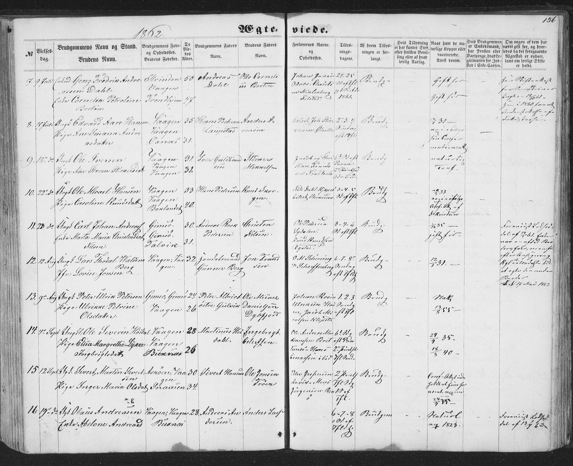 Ministerialprotokoller, klokkerbøker og fødselsregistre - Nordland, AV/SAT-A-1459/874/L1073: Klokkerbok nr. 874C02, 1860-1870, s. 156