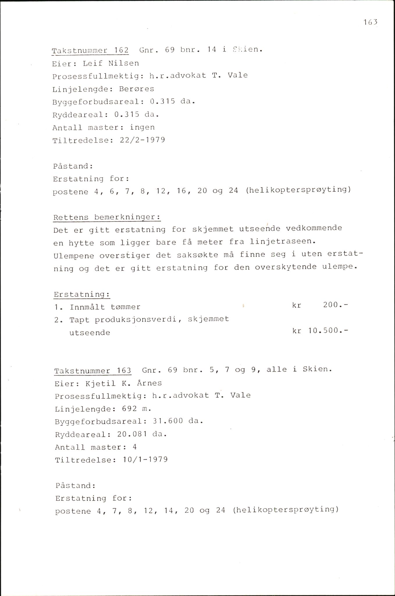 Vest-Telemark sorenskriveri, AV/SAKO-A-134/F/Fo/Fob/L0004: Skjønn/rettsbøker for kraftutbygging/veg, 1973-1989, s. 1005