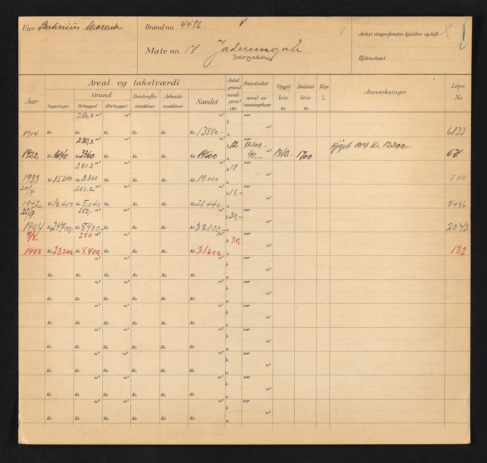 Stavanger kommune. Skattetakstvesenet, BYST/A-0440/F/Fa/Faa/L0021/0008: Skattetakstkort / Jærgata 15 - 46