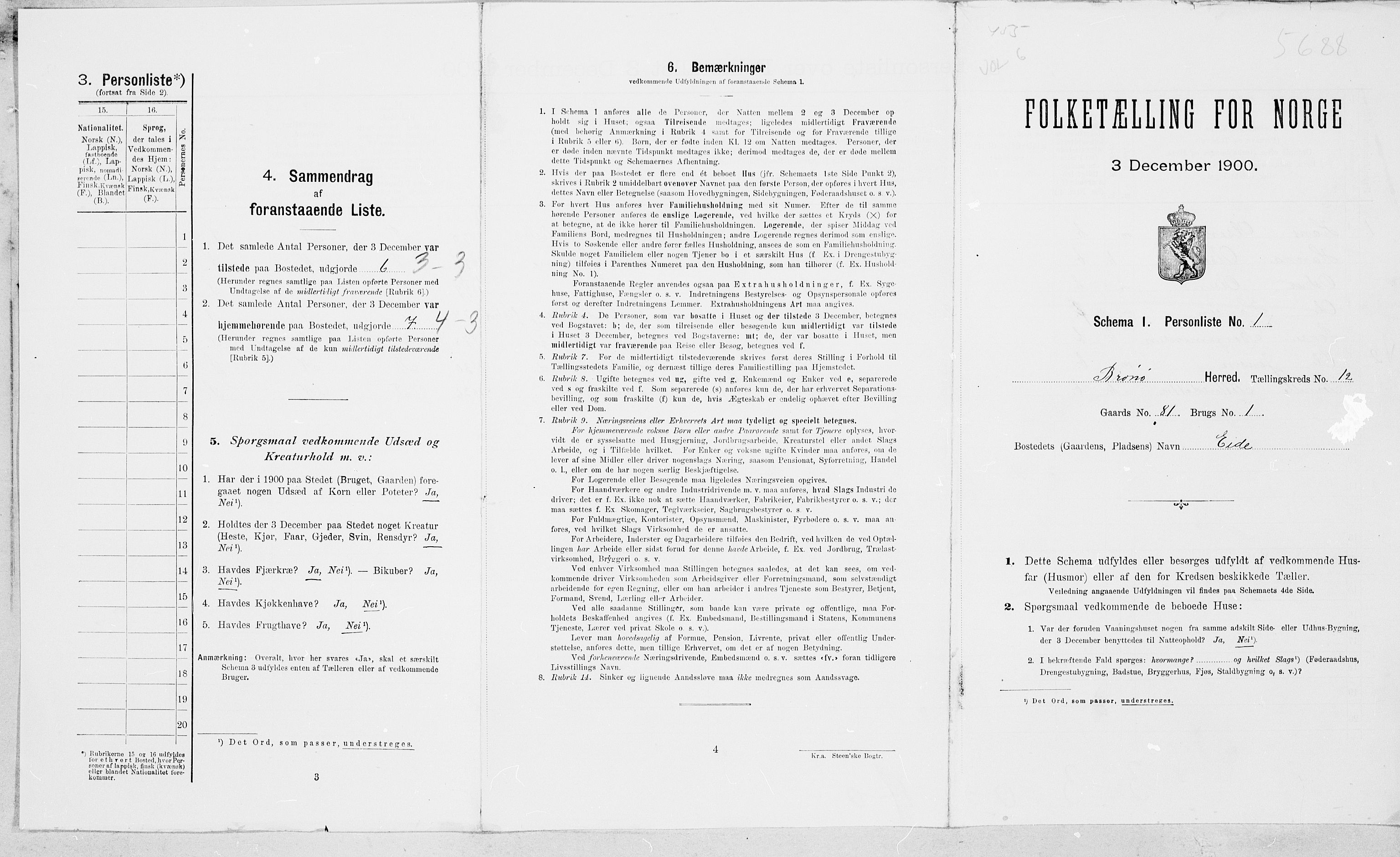 SAT, Folketelling 1900 for 1814 Brønnøy herred, 1900, s. 1453