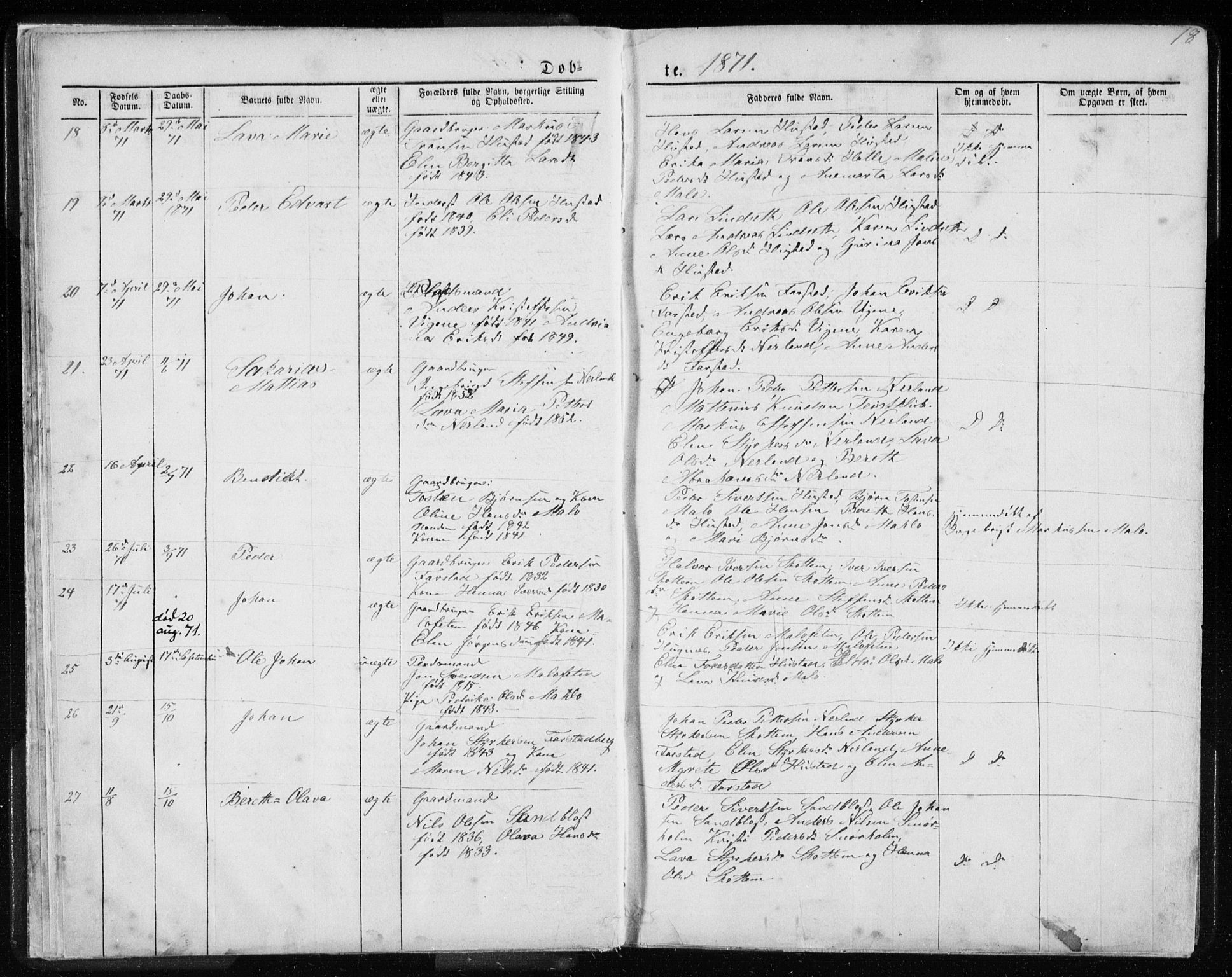 Ministerialprotokoller, klokkerbøker og fødselsregistre - Møre og Romsdal, AV/SAT-A-1454/567/L0782: Klokkerbok nr. 567C02, 1867-1886, s. 18