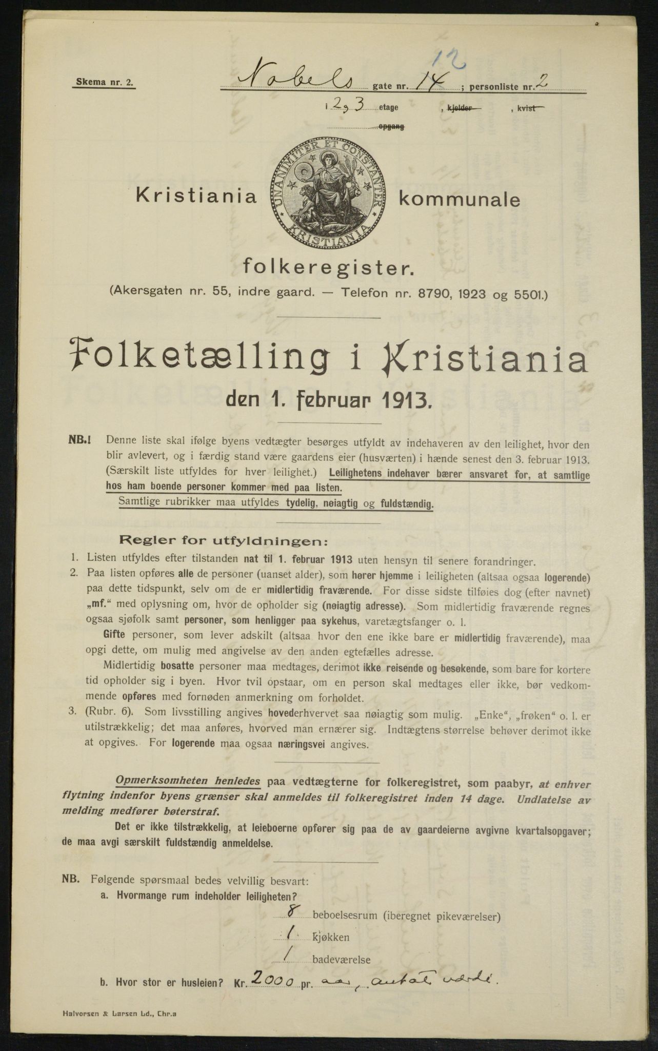 OBA, Kommunal folketelling 1.2.1913 for Kristiania, 1913, s. 71267