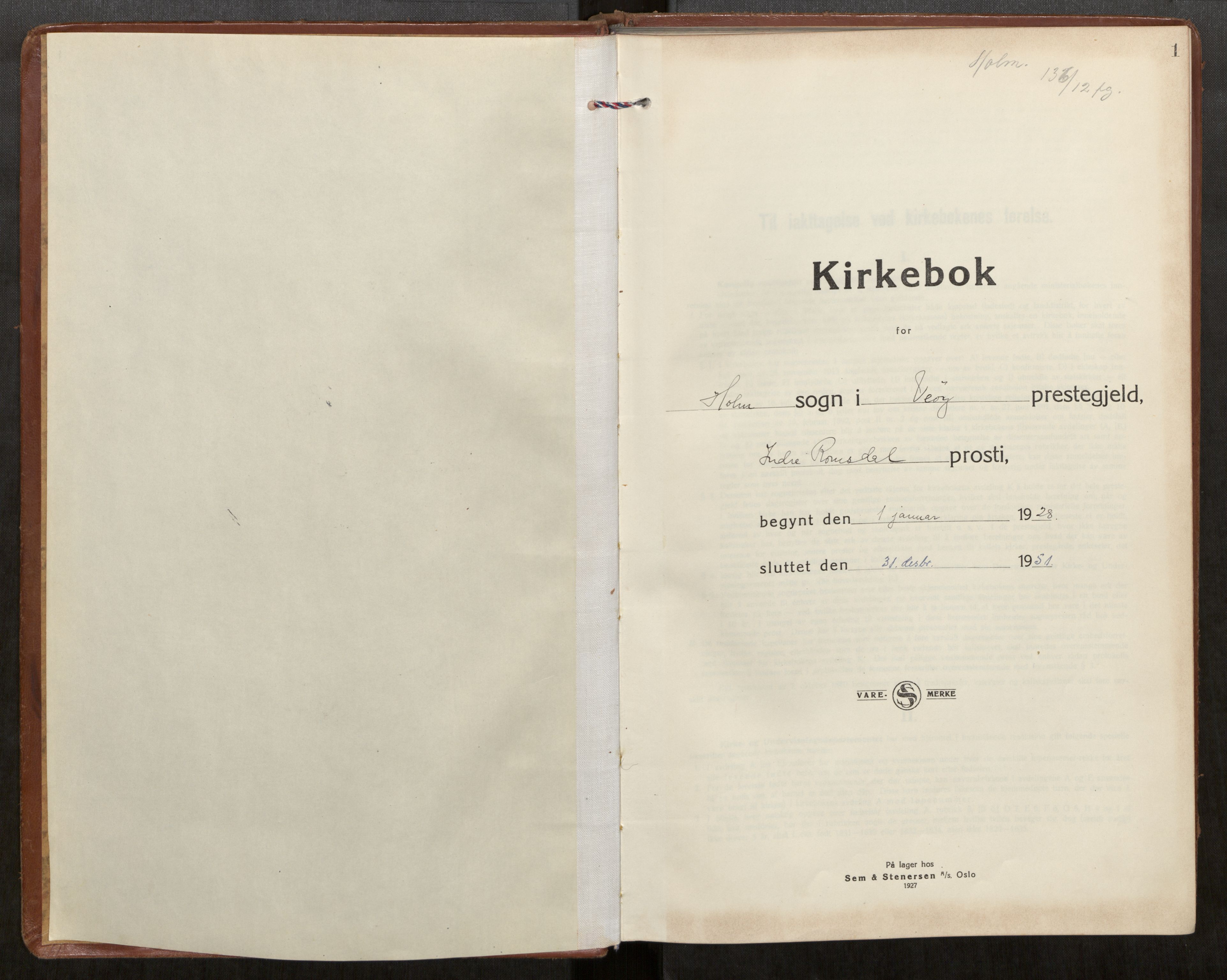 Ministerialprotokoller, klokkerbøker og fødselsregistre - Møre og Romsdal, SAT/A-1454/549/L0619: Ministerialbok nr. 549A02, 1928-1951, s. 1