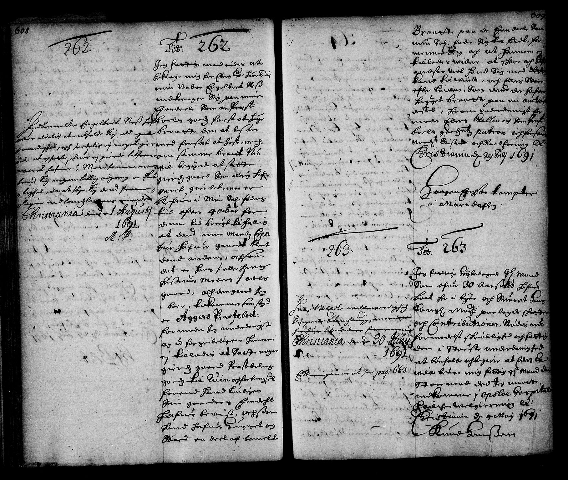 Stattholderembetet 1572-1771, AV/RA-EA-2870/Ae/L0008: Supplikasjons- og resolusjonsprotokoll, 1691, s. 608-609