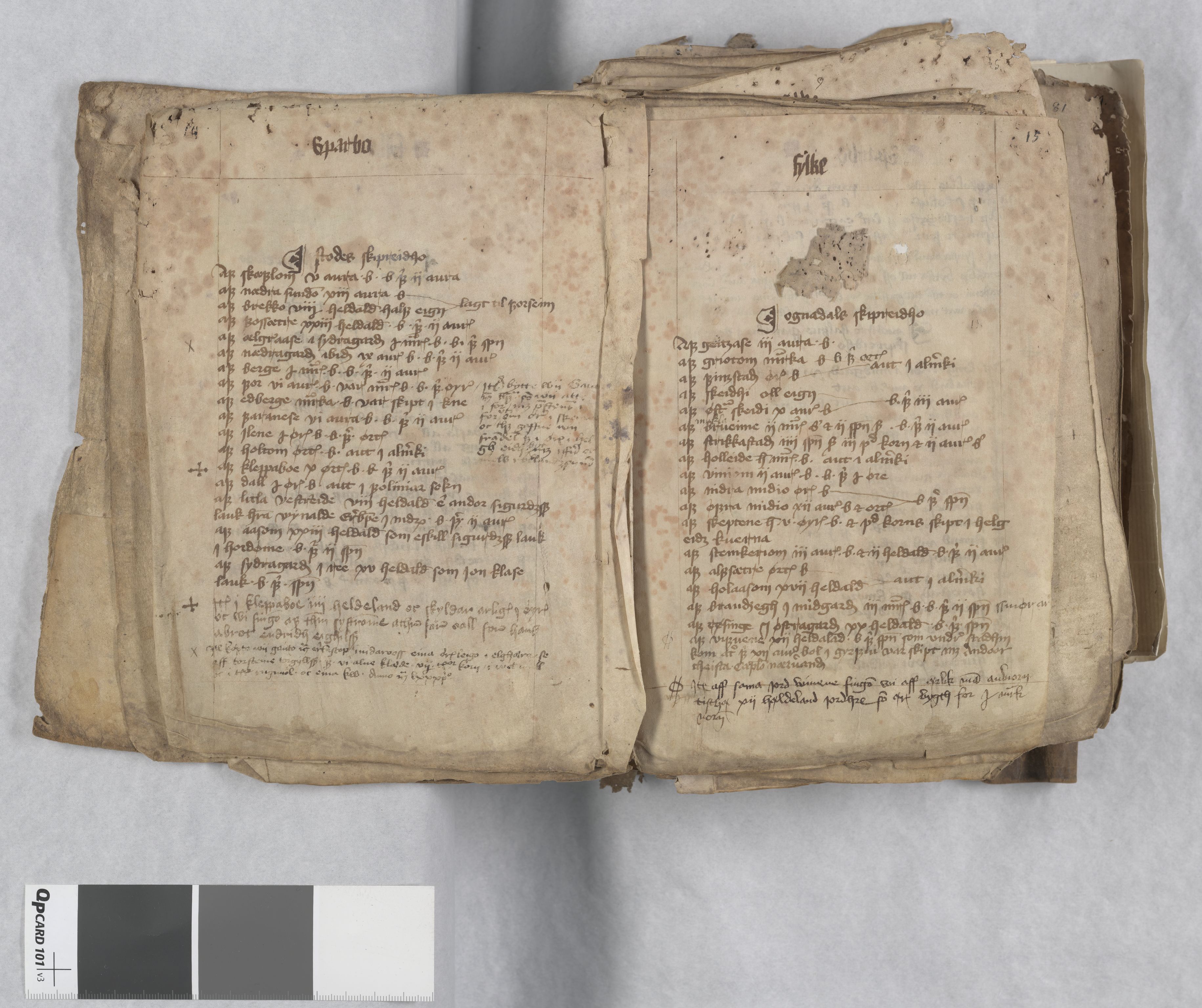 Riksarkivets diplomsamling, AV/RA-EA-5965/F13/F13b/L0013: NRA dipl. München papir, nr. 4292 Aslak Bolts jordebok., 1430-1439, s. 14-15