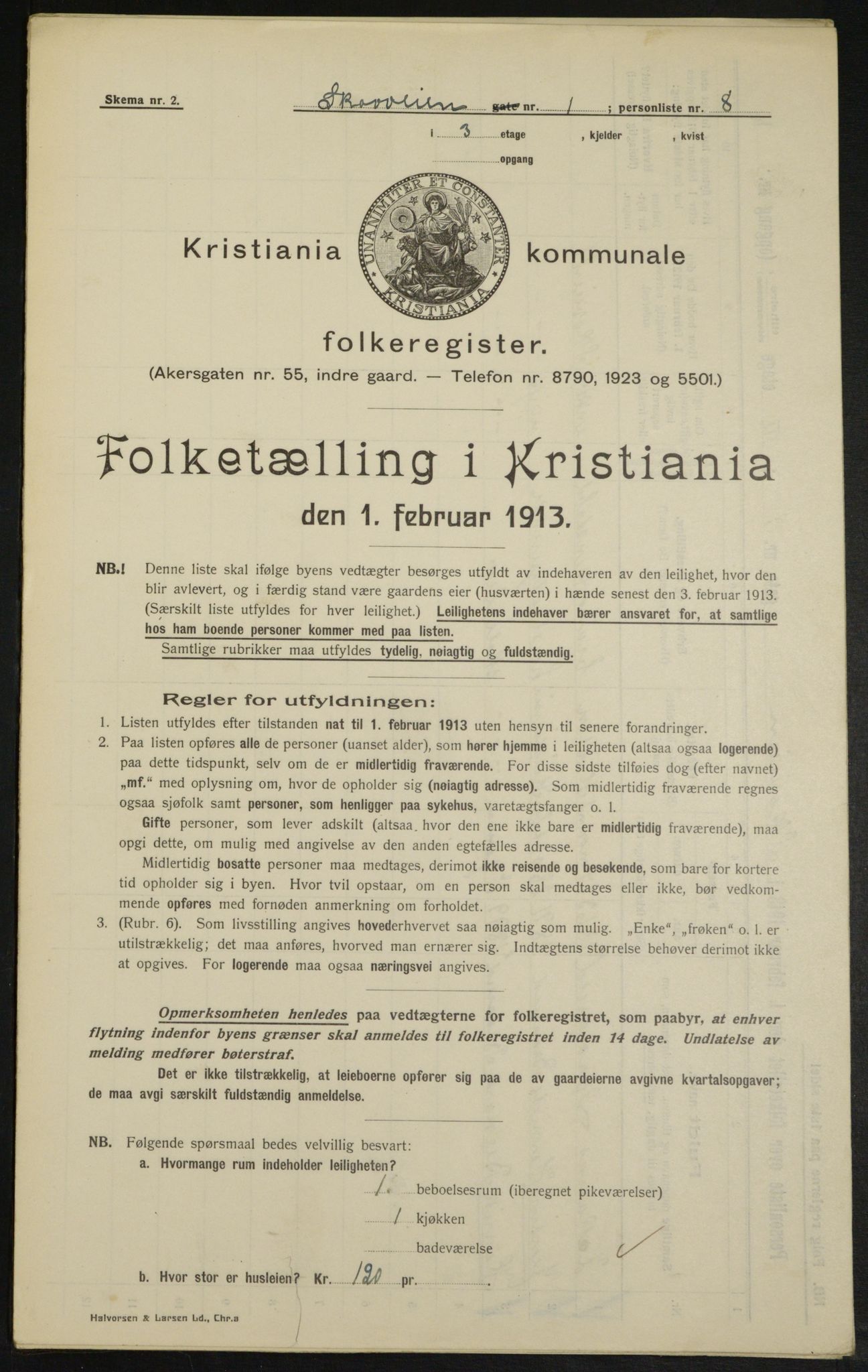 OBA, Kommunal folketelling 1.2.1913 for Kristiania, 1913, s. 96398