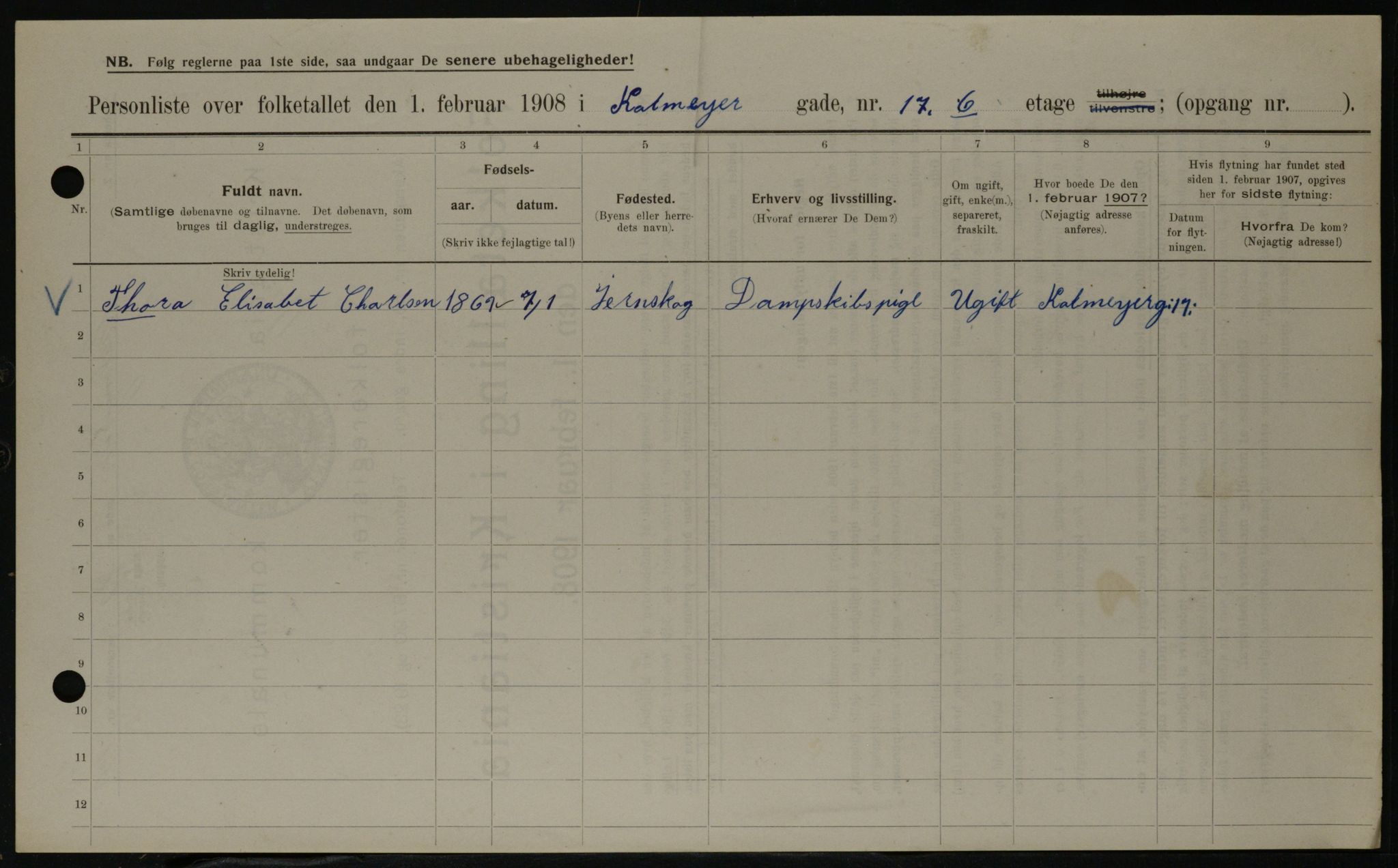 OBA, Kommunal folketelling 1.2.1908 for Kristiania kjøpstad, 1908, s. 10849