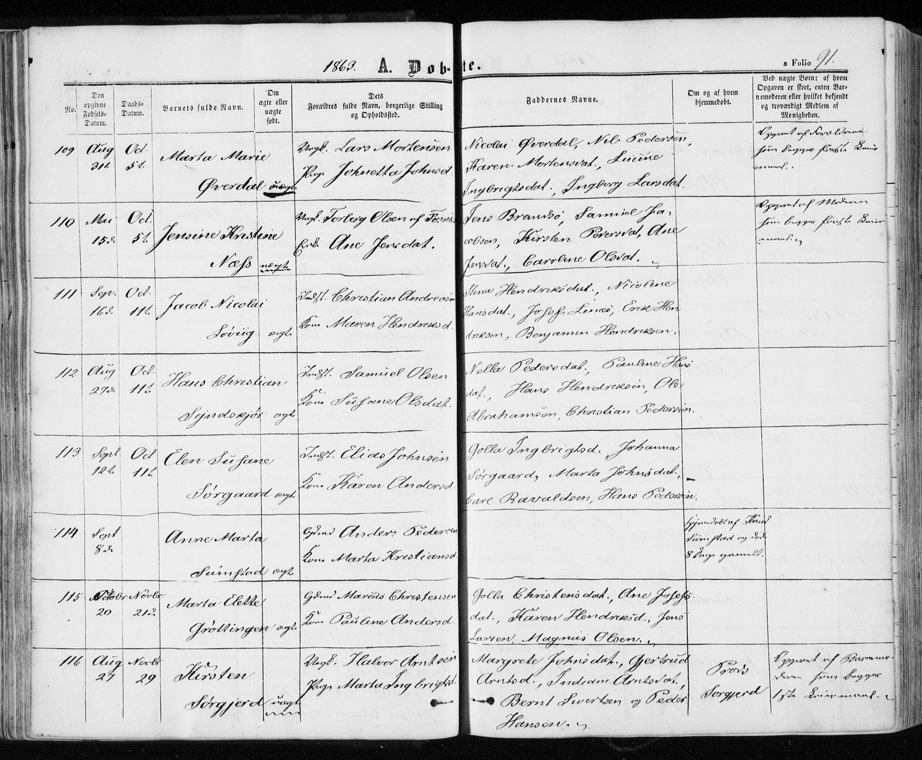 Ministerialprotokoller, klokkerbøker og fødselsregistre - Sør-Trøndelag, SAT/A-1456/657/L0705: Ministerialbok nr. 657A06, 1858-1867, s. 91