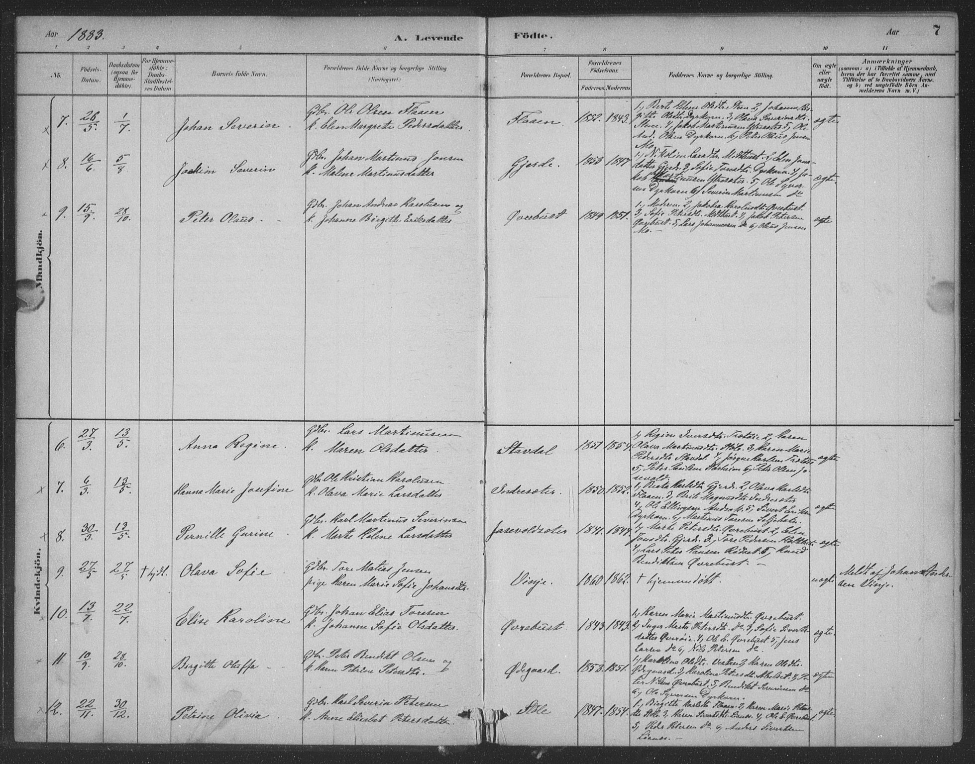 Ministerialprotokoller, klokkerbøker og fødselsregistre - Møre og Romsdal, AV/SAT-A-1454/521/L0299: Ministerialbok nr. 521A01, 1882-1907, s. 7