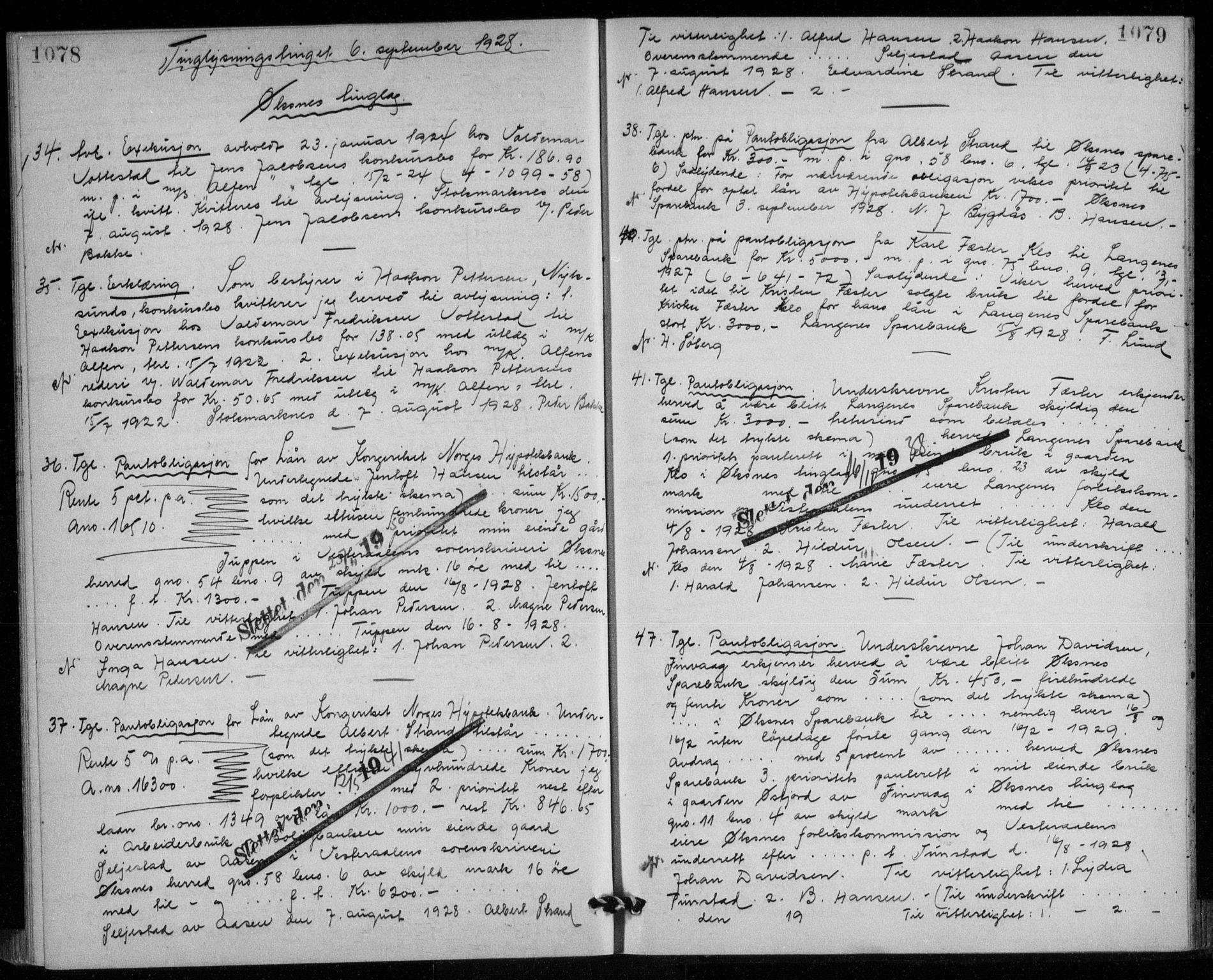 Vesterålen sorenskriveri, SAT/A-4180/1/2/2Ca/L0041: Pantebok nr. 6, 1925-1928, s. 1078-1079, Tingl.dato: 06.09.1928