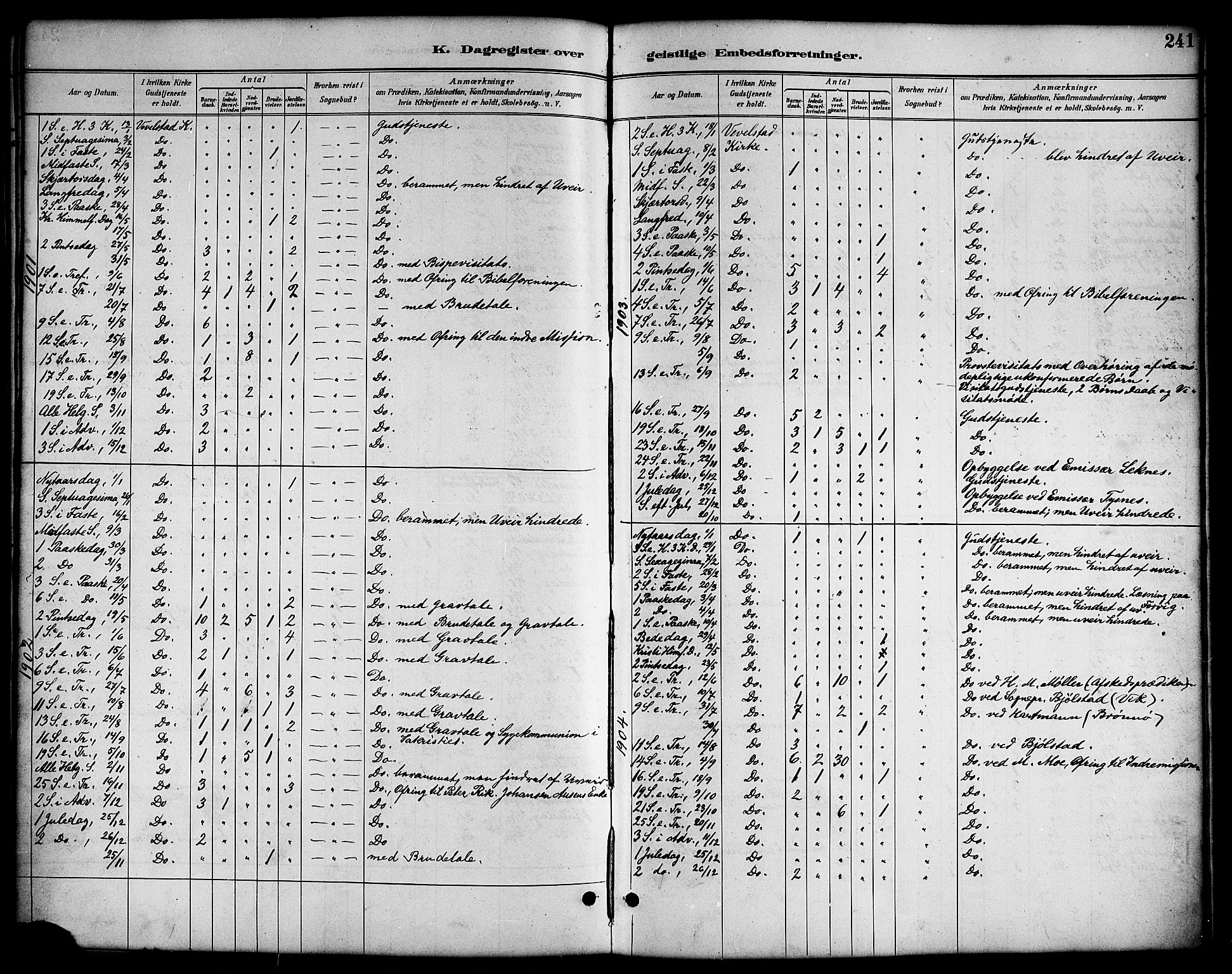 Ministerialprotokoller, klokkerbøker og fødselsregistre - Nordland, SAT/A-1459/819/L0277: Klokkerbok nr. 819C03, 1888-1917, s. 241