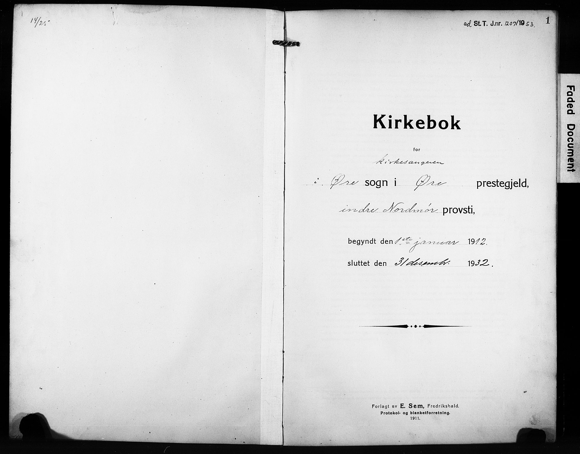 Ministerialprotokoller, klokkerbøker og fødselsregistre - Møre og Romsdal, AV/SAT-A-1454/584/L0970: Klokkerbok nr. 584C03, 1912-1932, s. 1