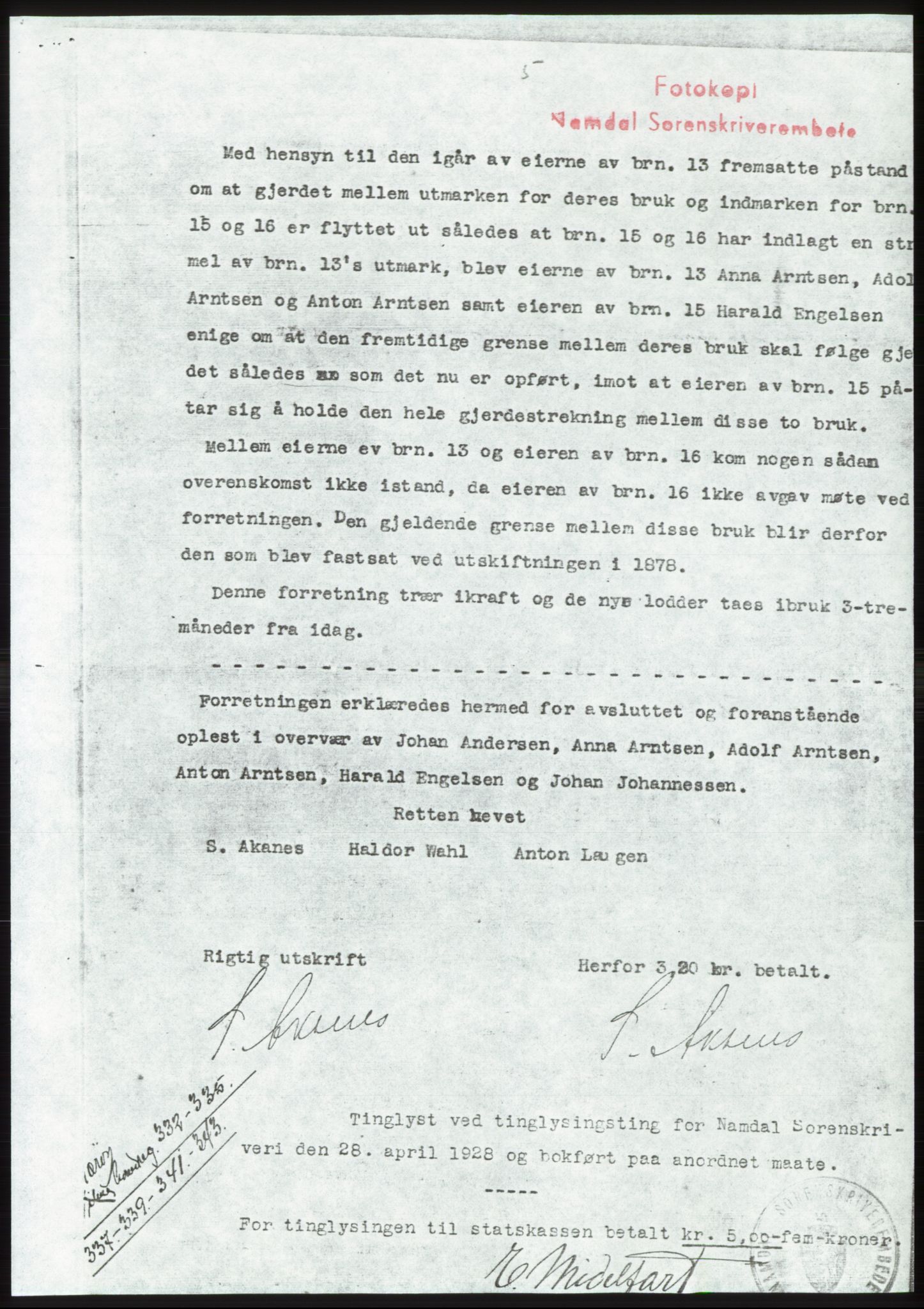 Namdal sorenskriveri, SAT/A-4133/1/2/2C: Pantebok nr. -, 1926-1930, Tingl.dato: 28.04.1928
