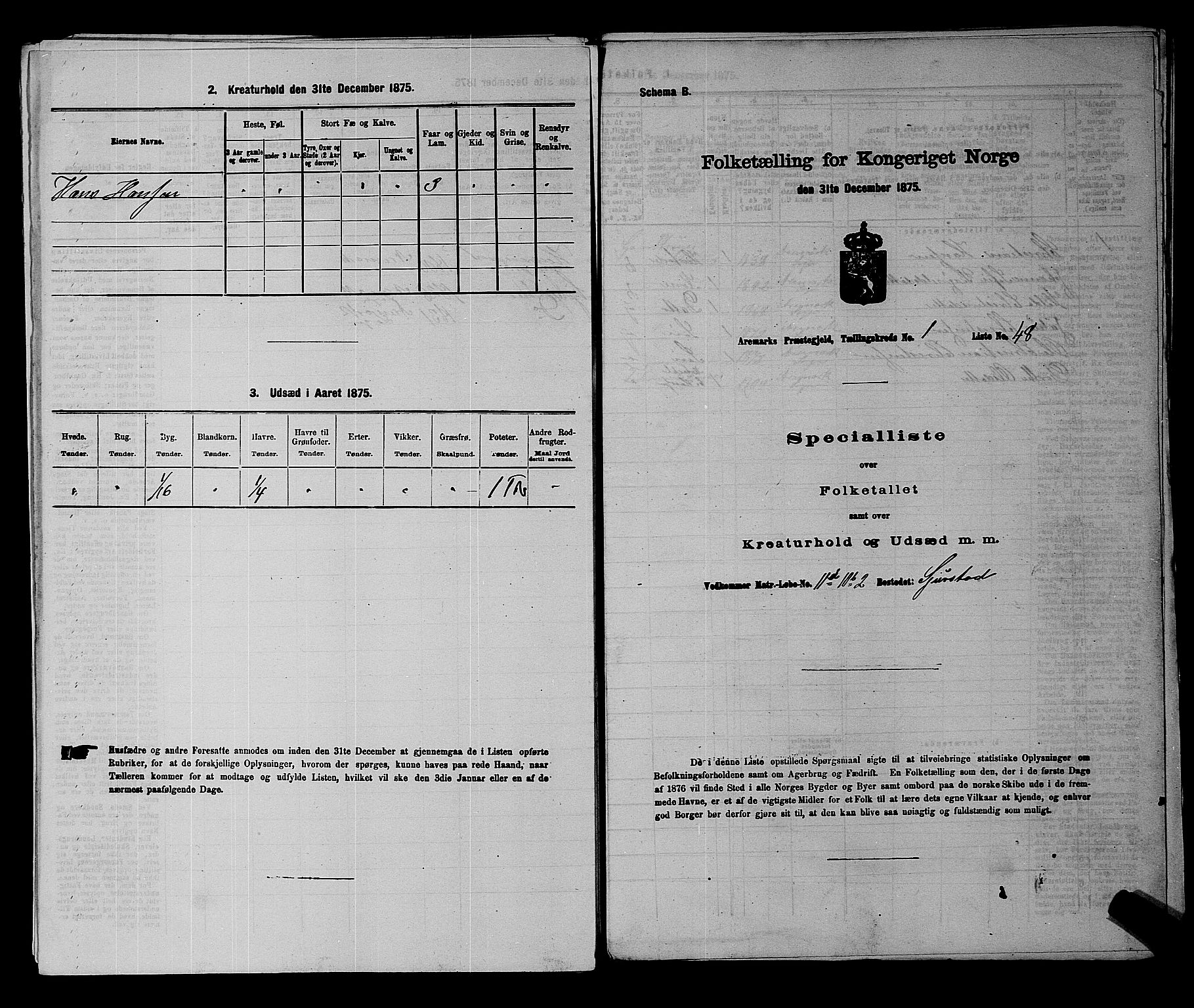 RA, Folketelling 1875 for 0118P Aremark prestegjeld, 1875, s. 161