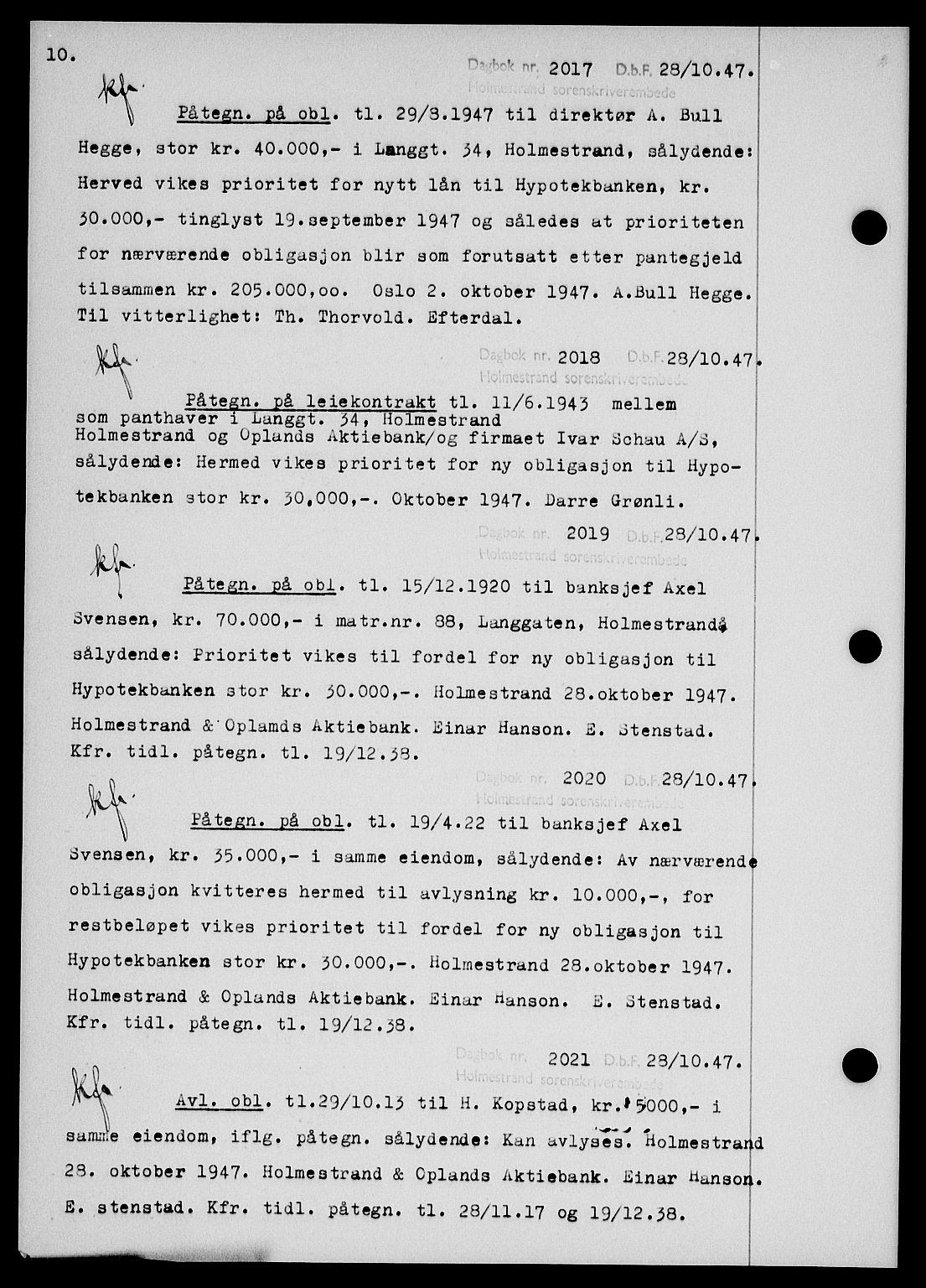Holmestrand sorenskriveri, SAKO/A-67/G/Ga/Gab/L0058: Pantebok nr. B-58, 1947-1948, s. 10, Dagboknr: 2017/1947