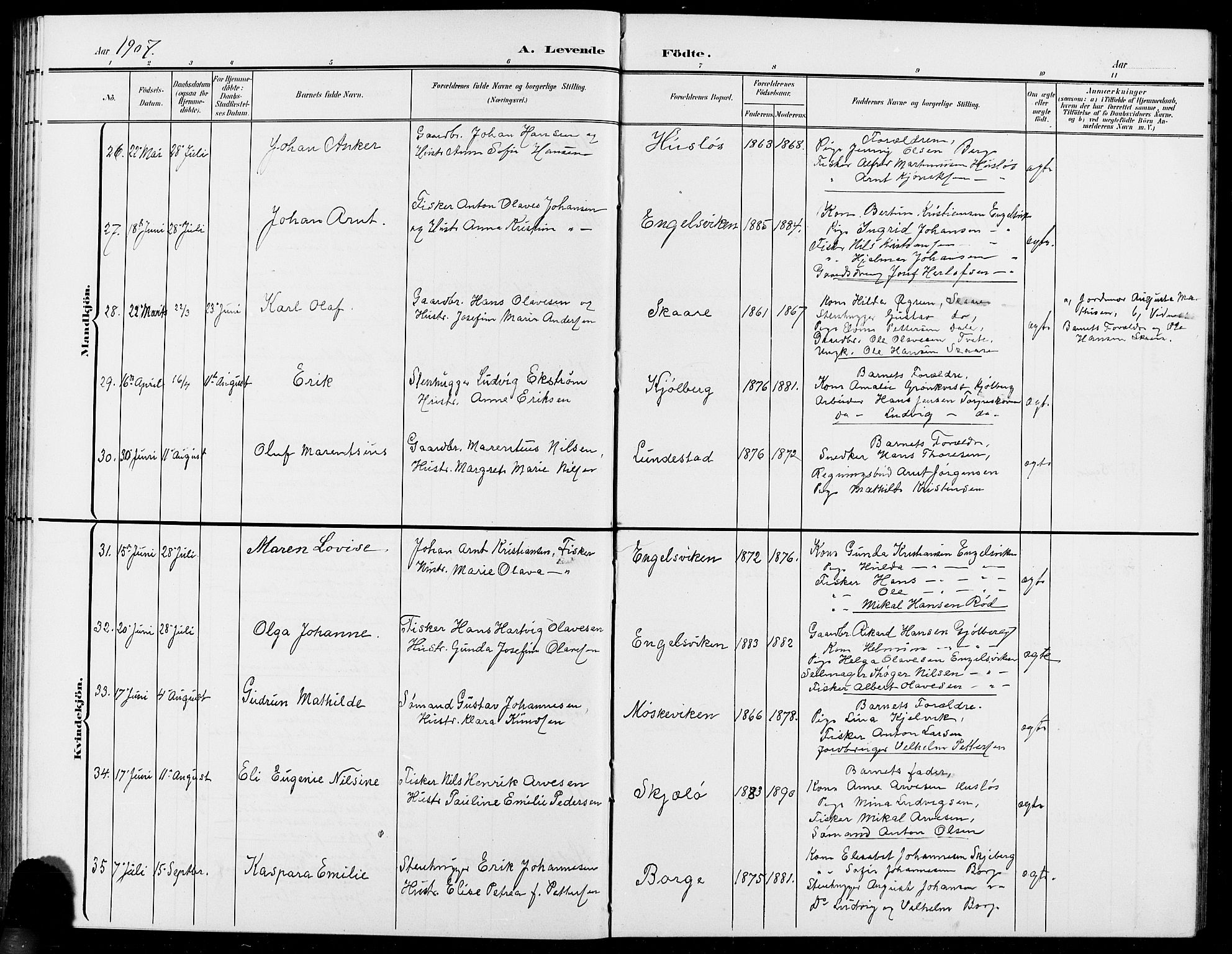 Onsøy prestekontor Kirkebøker, SAO/A-10914/G/Ga/L0002: Klokkerbok nr. I 2, 1903-1909