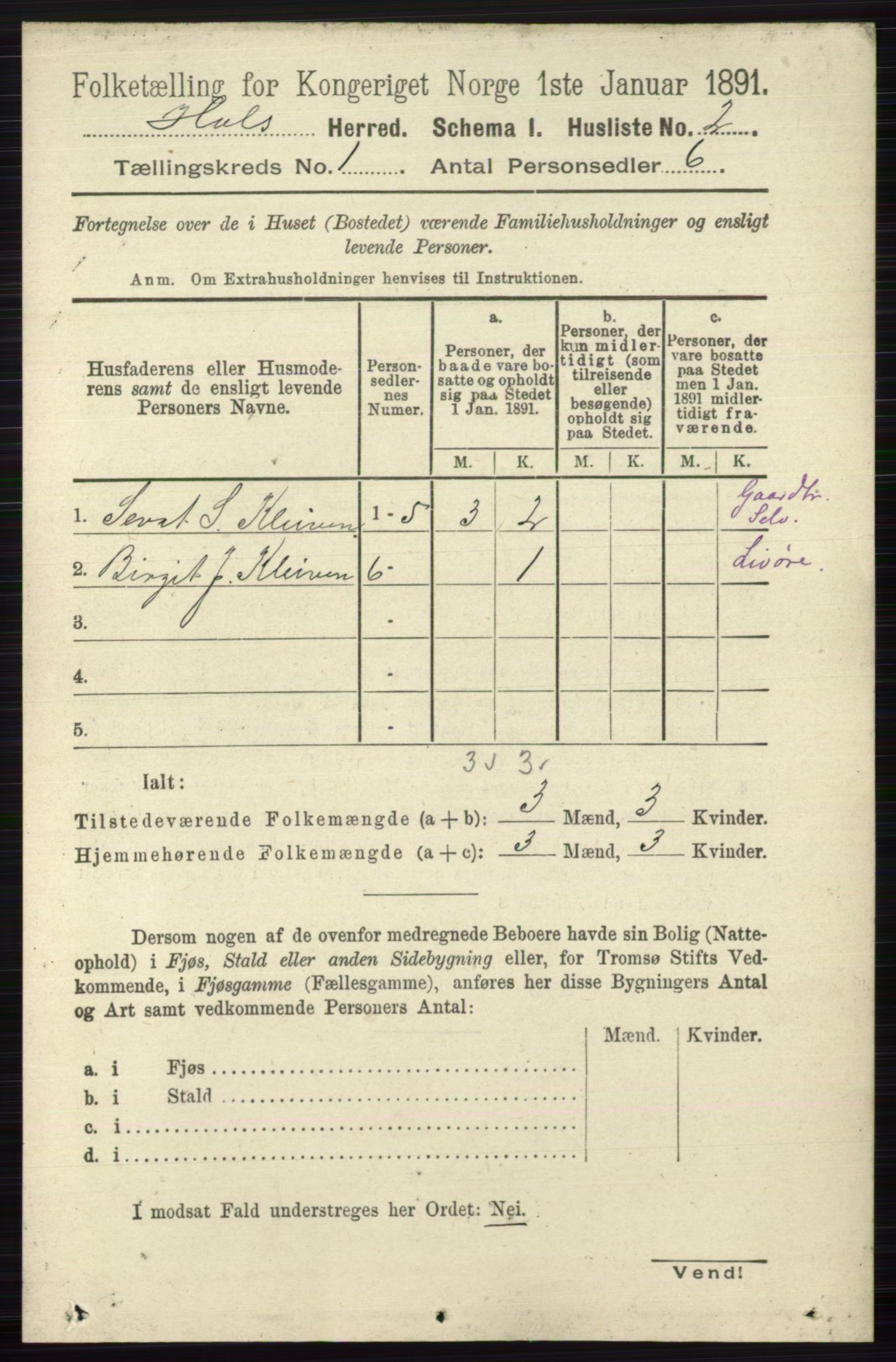 RA, Folketelling 1891 for 0620 Hol herred, 1891, s. 27