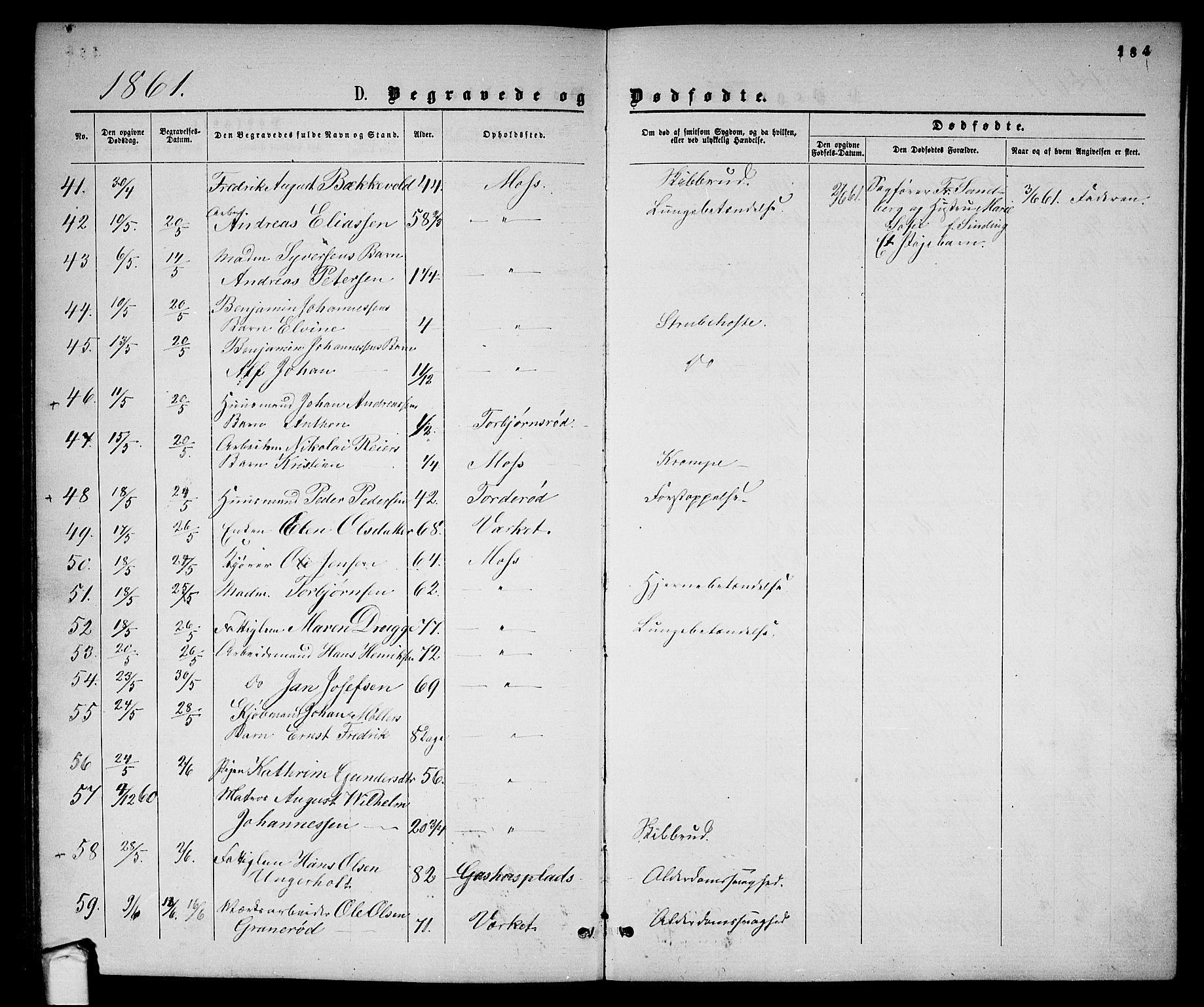 Moss prestekontor Kirkebøker, AV/SAO-A-2003/G/Ga/L0003: Klokkerbok nr. I 3, 1861-1872, s. 184