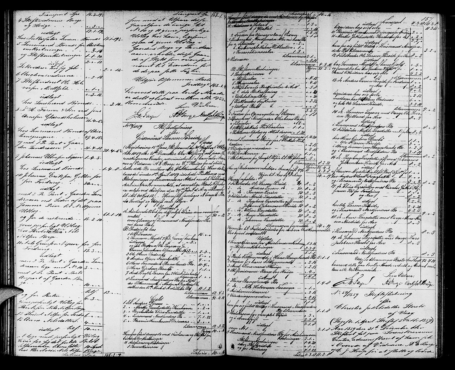 Midhordland sorenskriveri, AV/SAB-A-3001/1/H/Hd/L0003: Skifteutlodningsprotokoll, 1857-1863, s. 156b-157a
