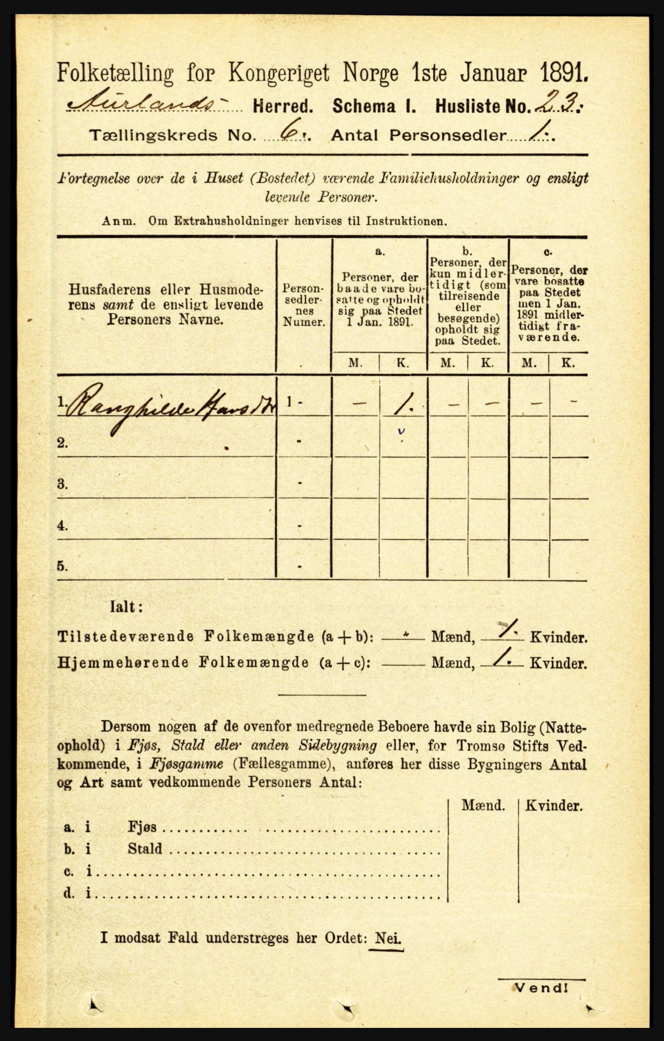RA, Folketelling 1891 for 1421 Aurland herred, 1891, s. 2223