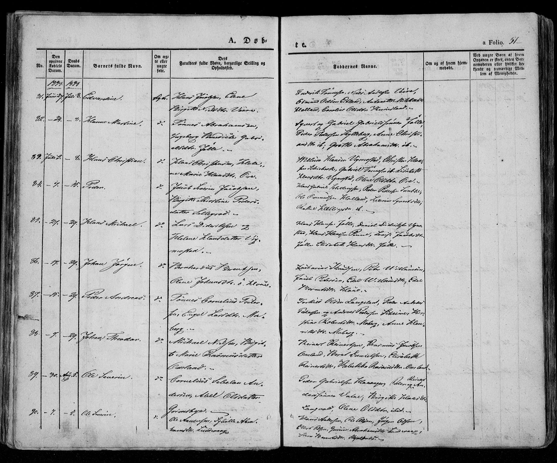Lista sokneprestkontor, AV/SAK-1111-0027/F/Fa/L0009: Ministerialbok nr. A 9, 1835-1846, s. 51