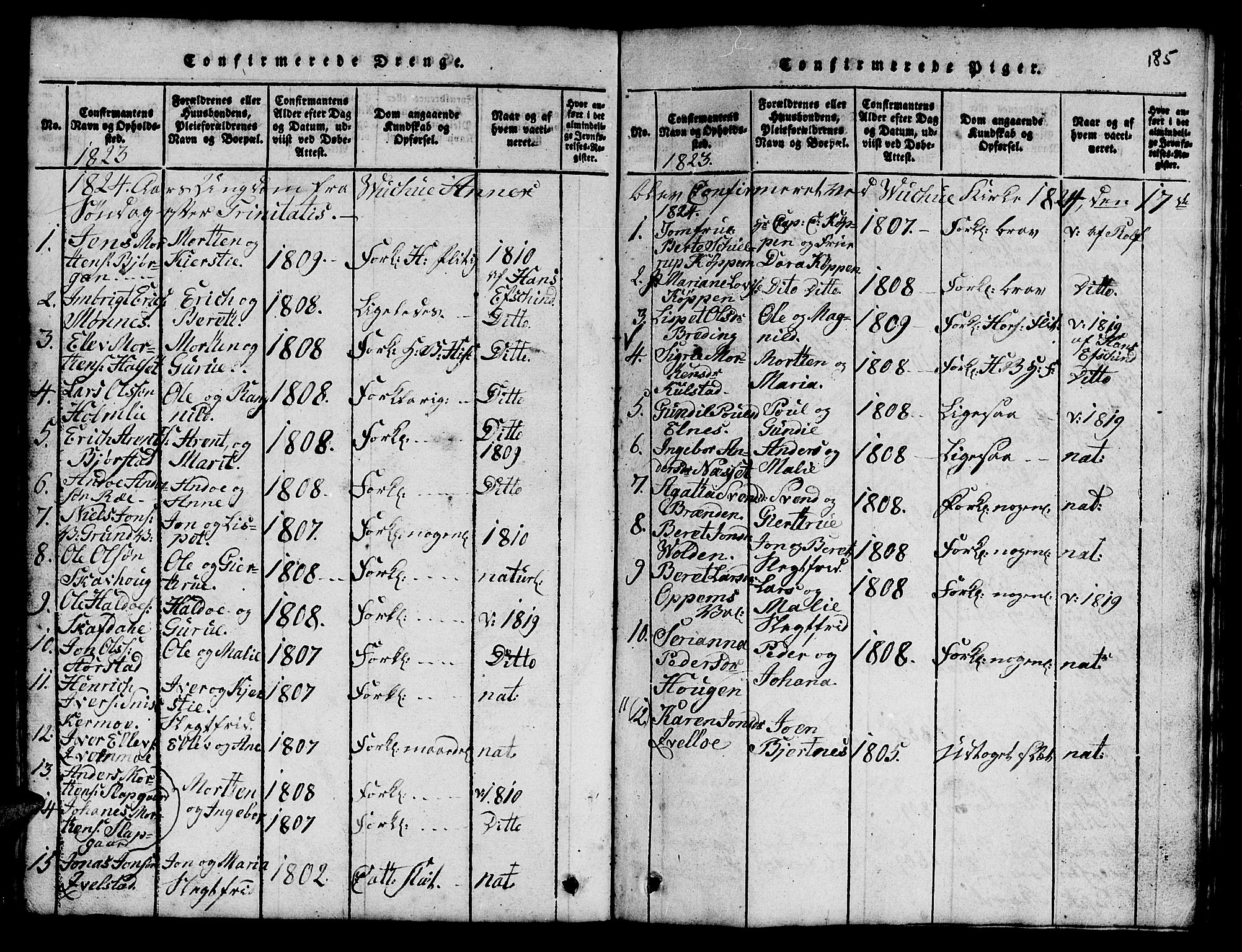 Ministerialprotokoller, klokkerbøker og fødselsregistre - Nord-Trøndelag, SAT/A-1458/724/L0265: Klokkerbok nr. 724C01, 1816-1845, s. 185