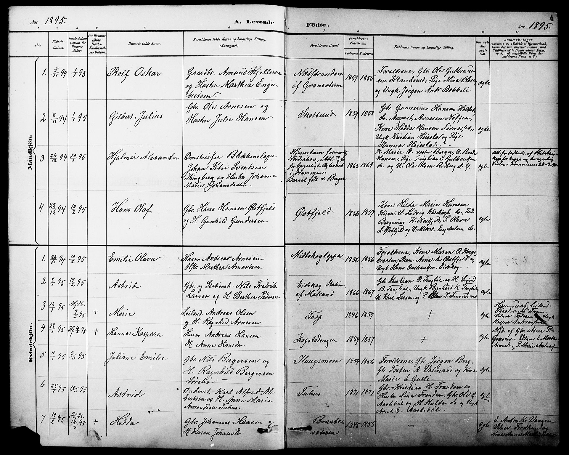 Eidskog prestekontor, AV/SAH-PREST-026/H/Ha/Hab/L0001: Klokkerbok nr. 1, 1895-1917, s. 4