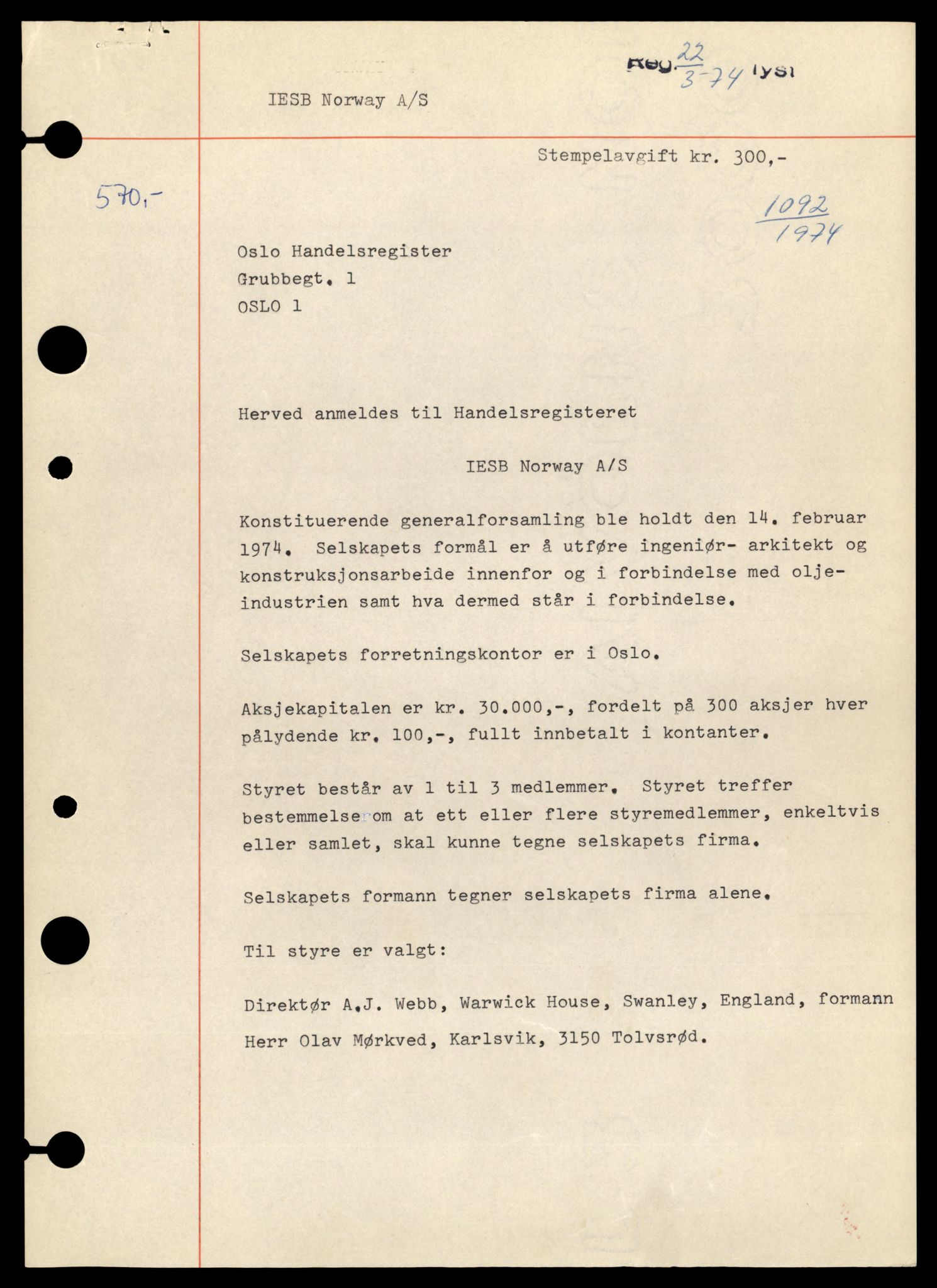 Oslo byfogd, Handelsregisteret, AV/SAT-A-10867/G/Gb/Gbb/L0013: Registreringsmeldinger, I-Norp, 1975, s. 5