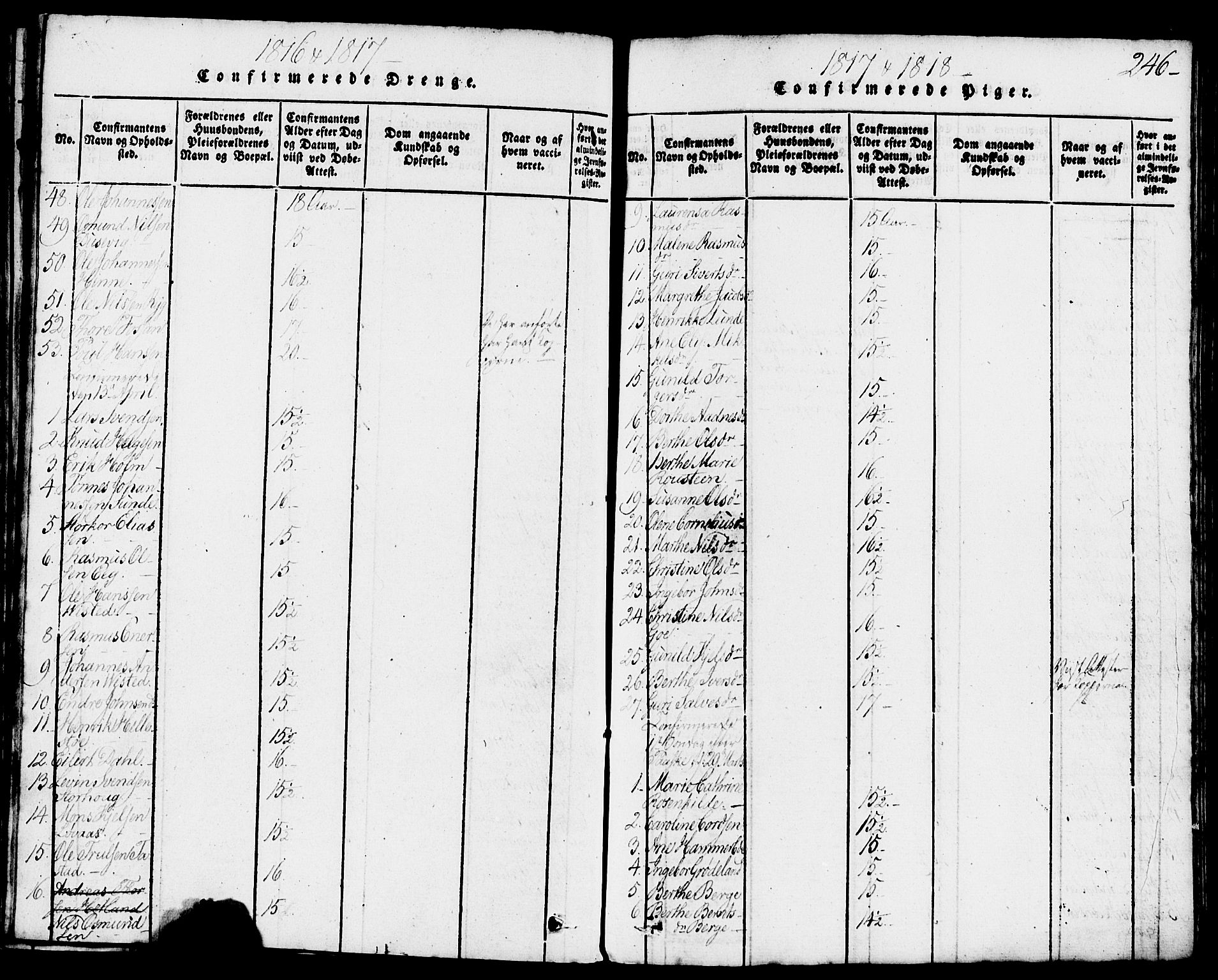 Domkirken sokneprestkontor, SAST/A-101812/001/30/30BB/L0008: Klokkerbok nr. B 8, 1816-1821, s. 246