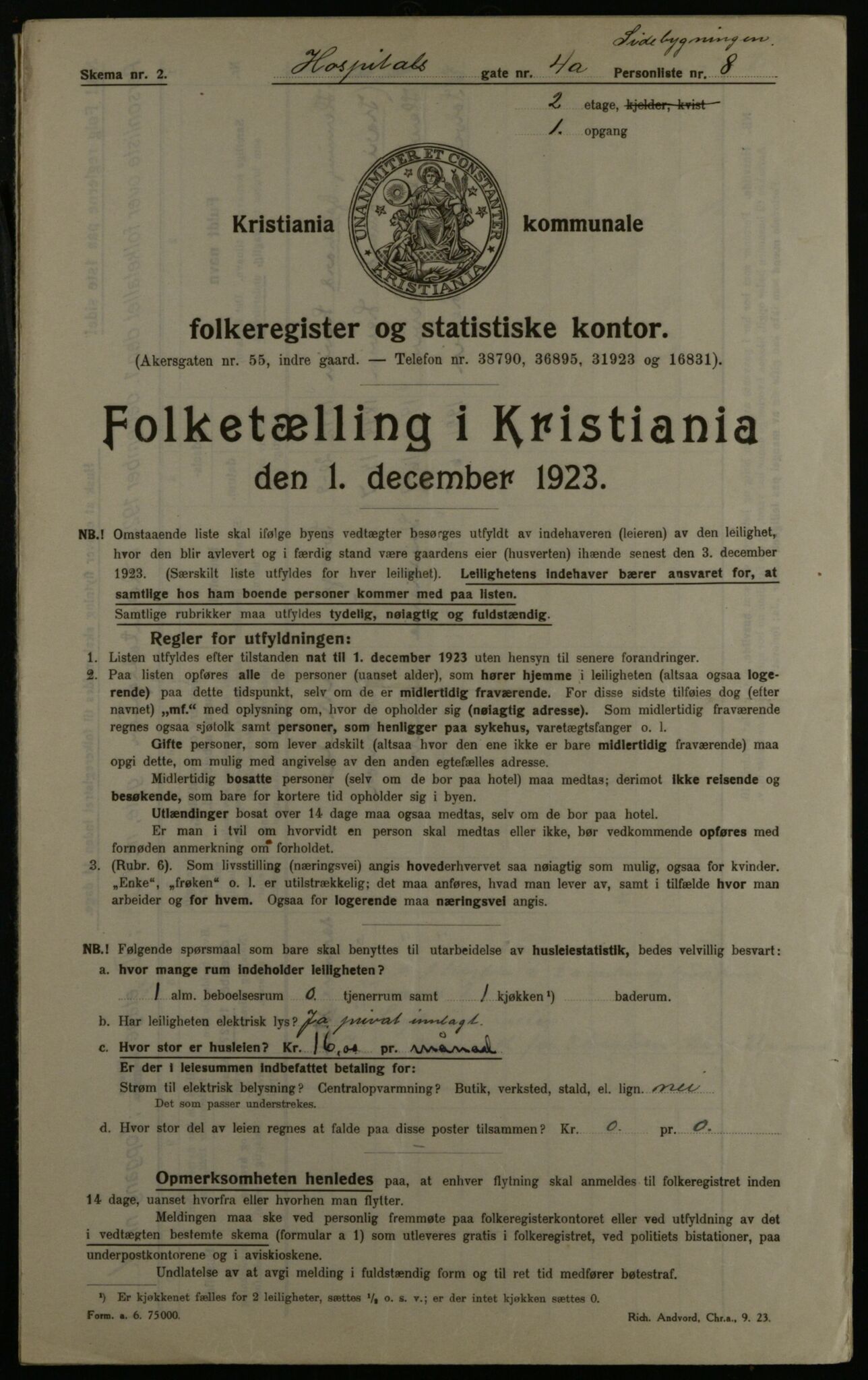 OBA, Kommunal folketelling 1.12.1923 for Kristiania, 1923, s. 46291