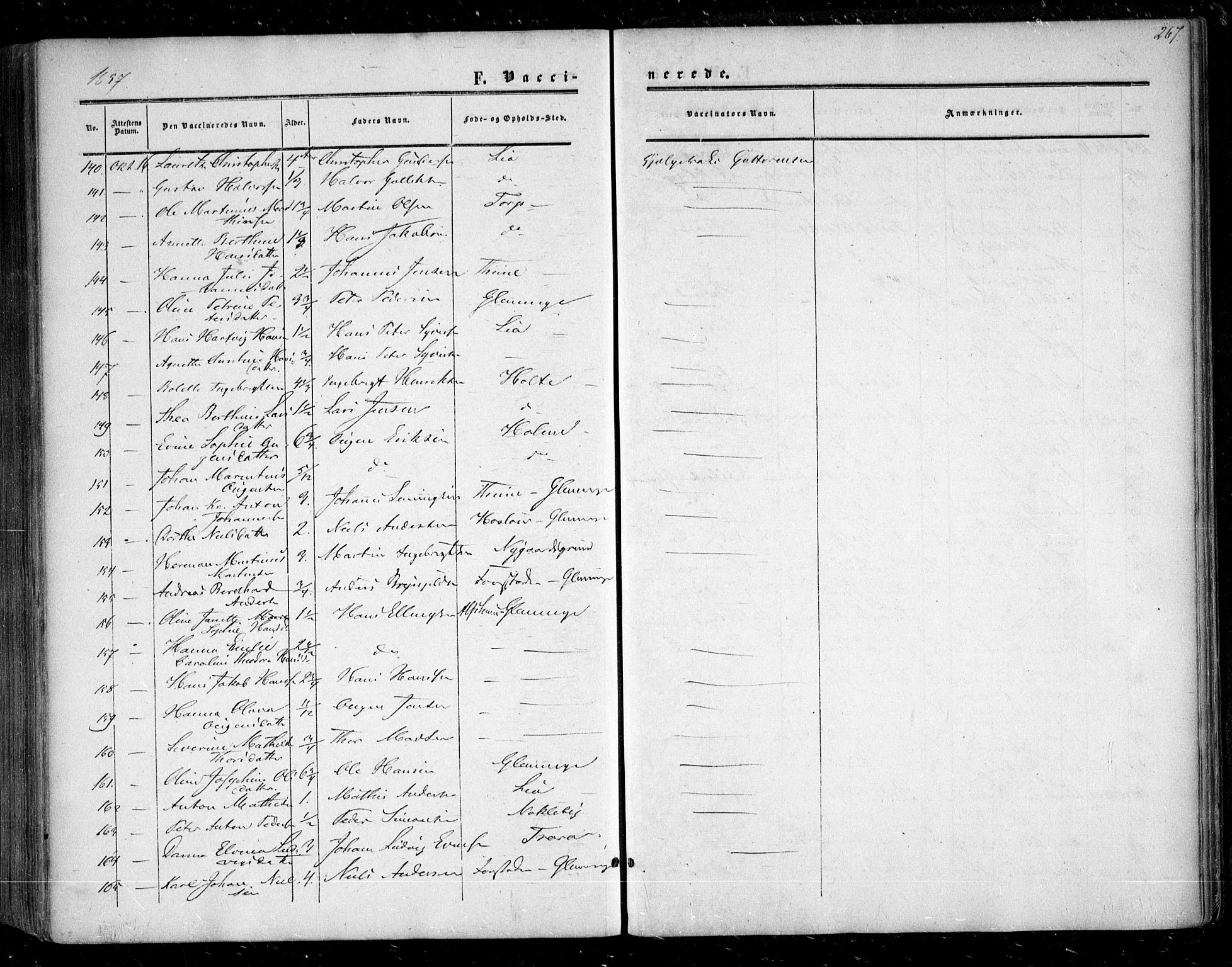 Glemmen prestekontor Kirkebøker, AV/SAO-A-10908/F/Fa/L0007: Ministerialbok nr. 7, 1853-1862, s. 267