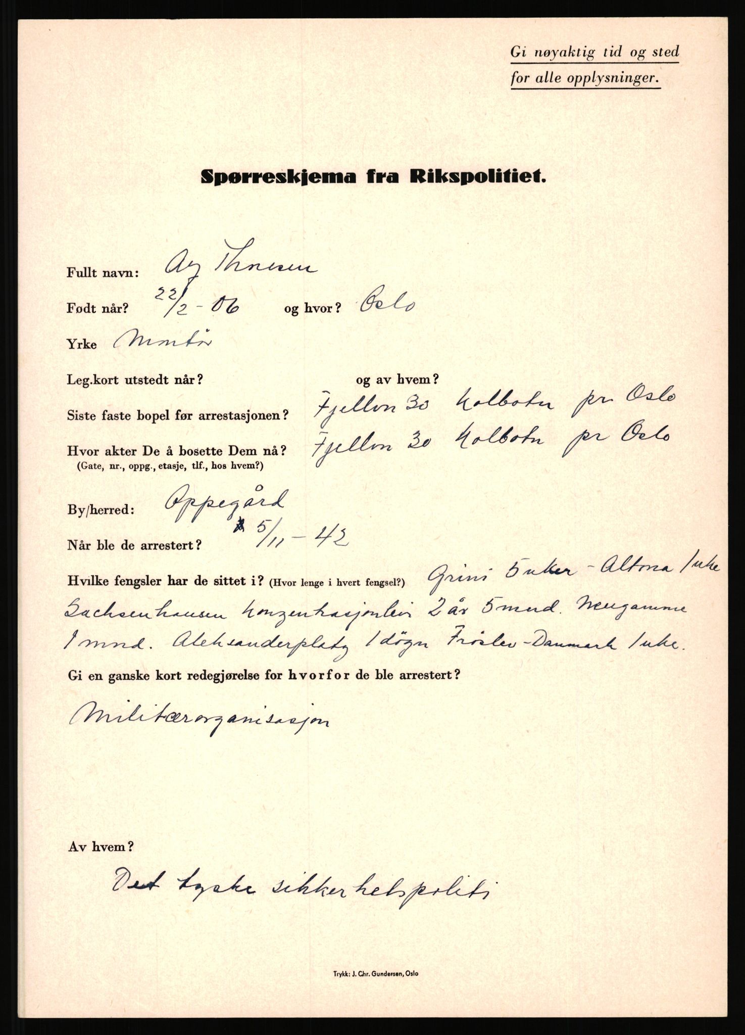 Rikspolitisjefen, AV/RA-S-1560/L/L0017: Tidemann, Hermann G. - Veum, Tjostolv, 1940-1945, s. 187