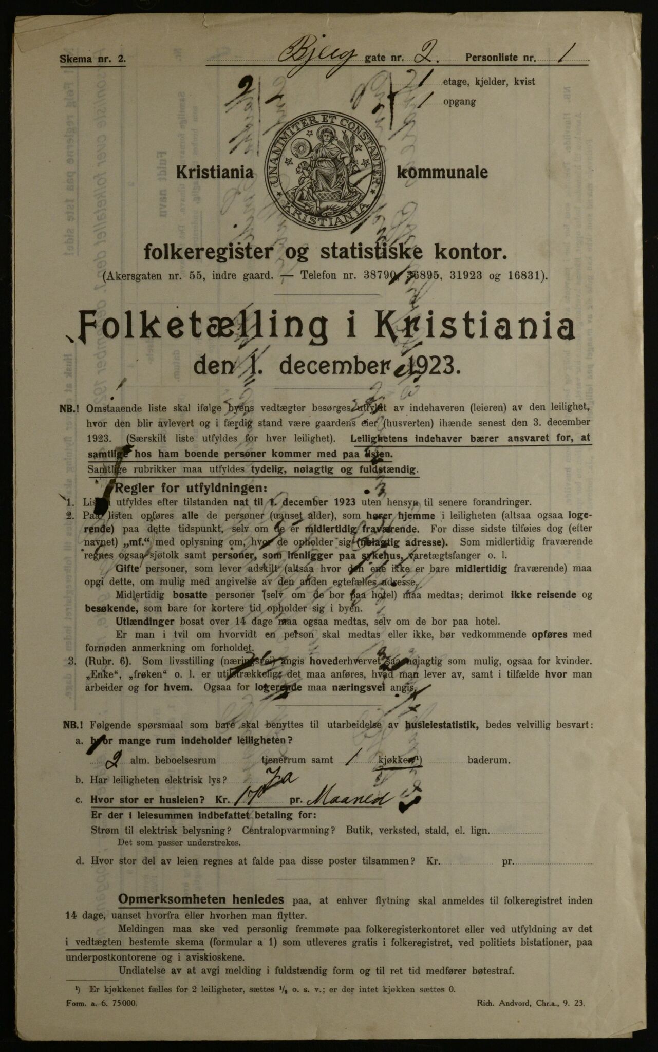 OBA, Kommunal folketelling 1.12.1923 for Kristiania, 1923, s. 6311