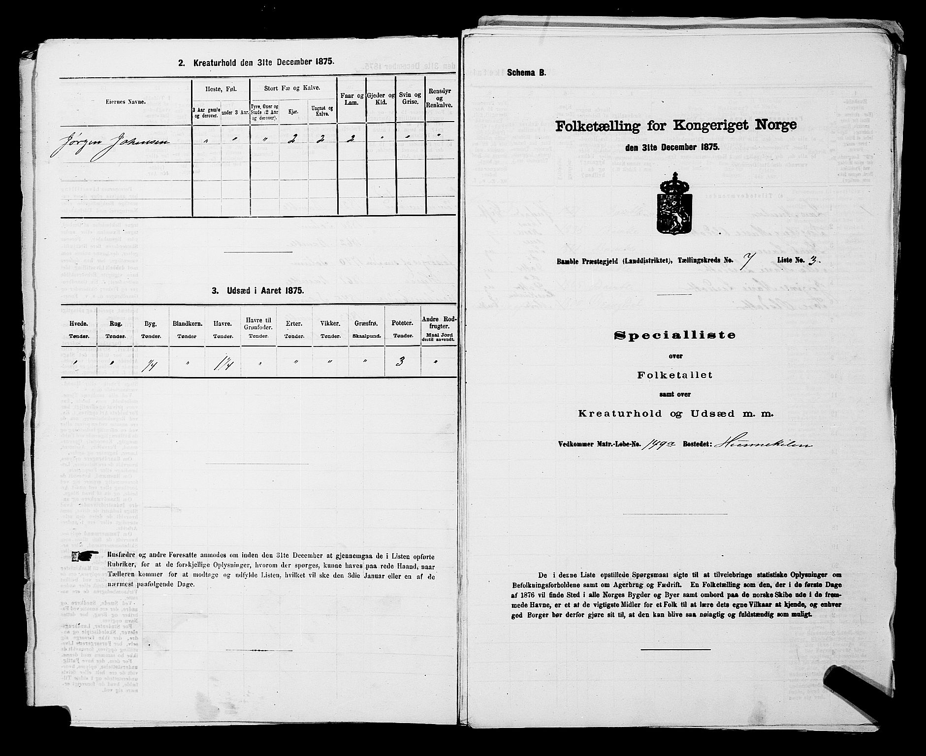 SAKO, Folketelling 1875 for 0814L Bamble prestegjeld, Bamble sokn, 1875, s. 949