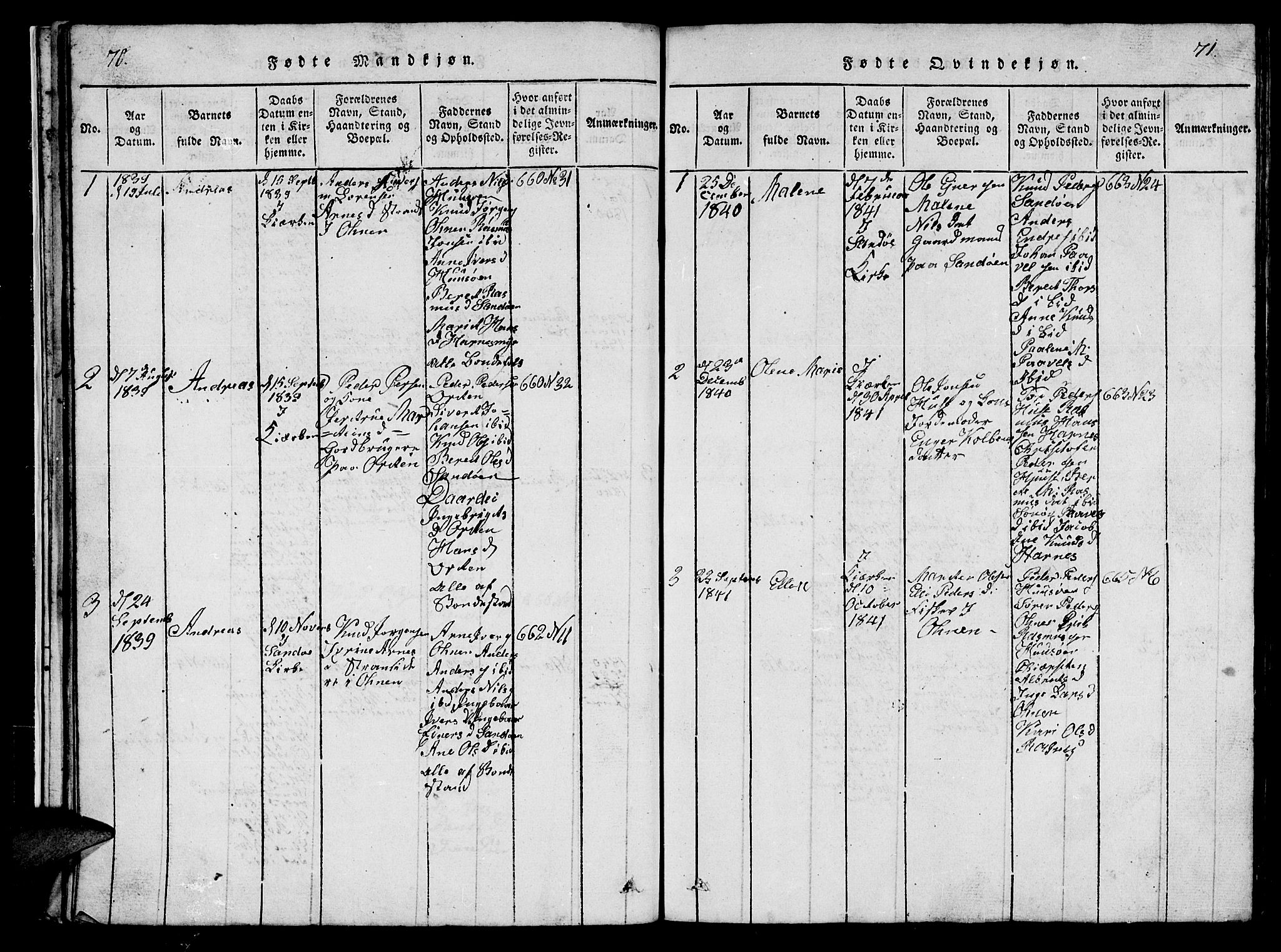 Ministerialprotokoller, klokkerbøker og fødselsregistre - Møre og Romsdal, SAT/A-1454/561/L0731: Klokkerbok nr. 561C01, 1817-1867, s. 70-71