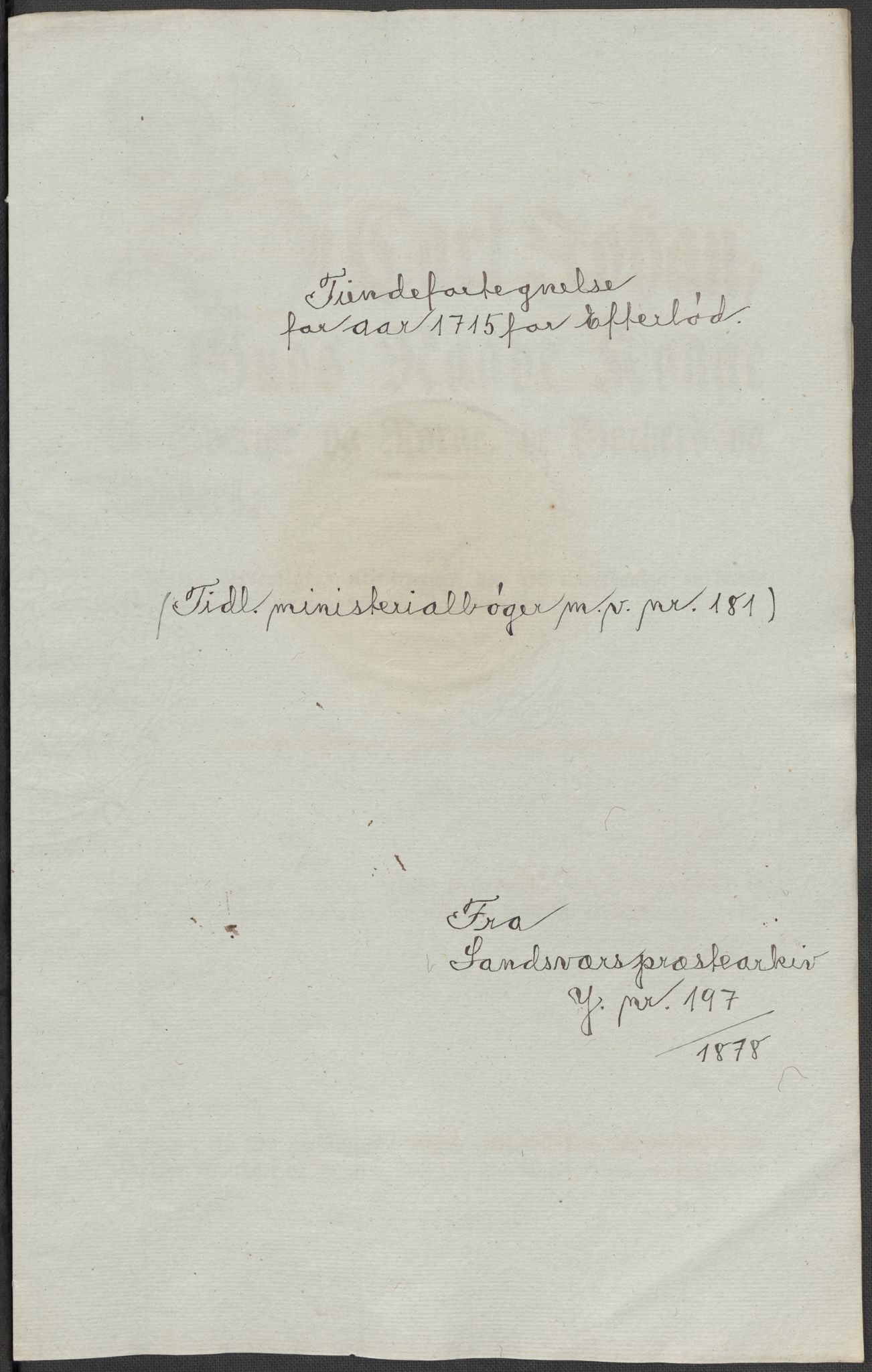 Riksarkivets diplomsamling, AV/RA-EA-5965/F15/L0020: Prestearkiv - Buskerud, 1584-1727, s. 92