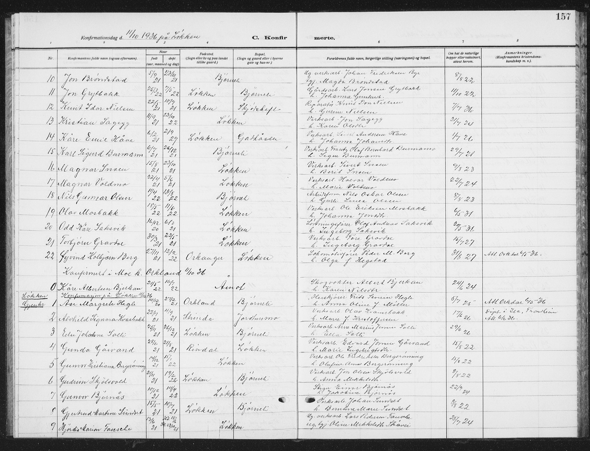 Ministerialprotokoller, klokkerbøker og fødselsregistre - Sør-Trøndelag, AV/SAT-A-1456/672/L0866: Klokkerbok nr. 672C05, 1929-1939, s. 157