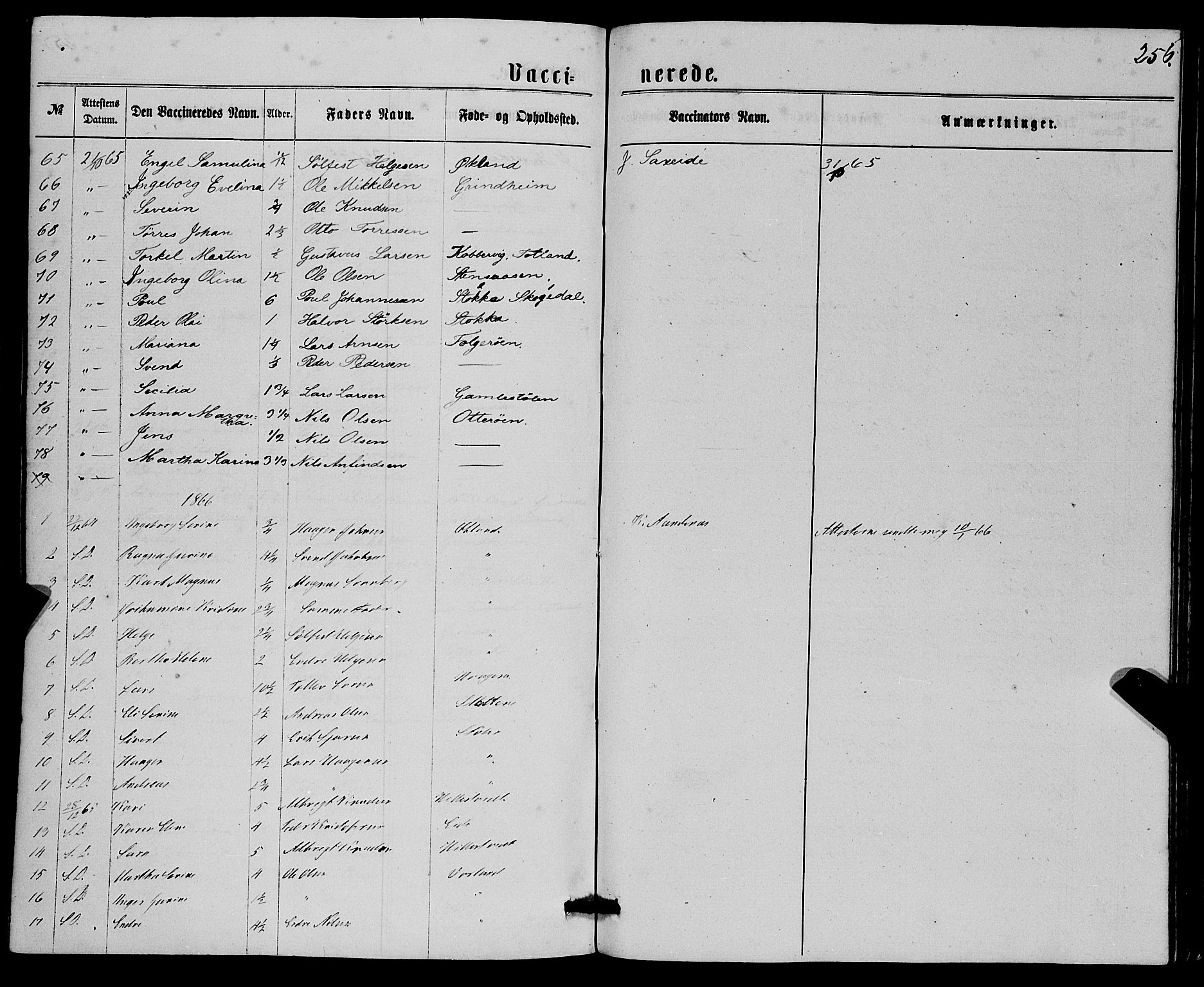 Finnås sokneprestembete, AV/SAB-A-99925/H/Ha/Haa/Haaa/L0008: Ministerialbok nr. A 8, 1863-1872, s. 256