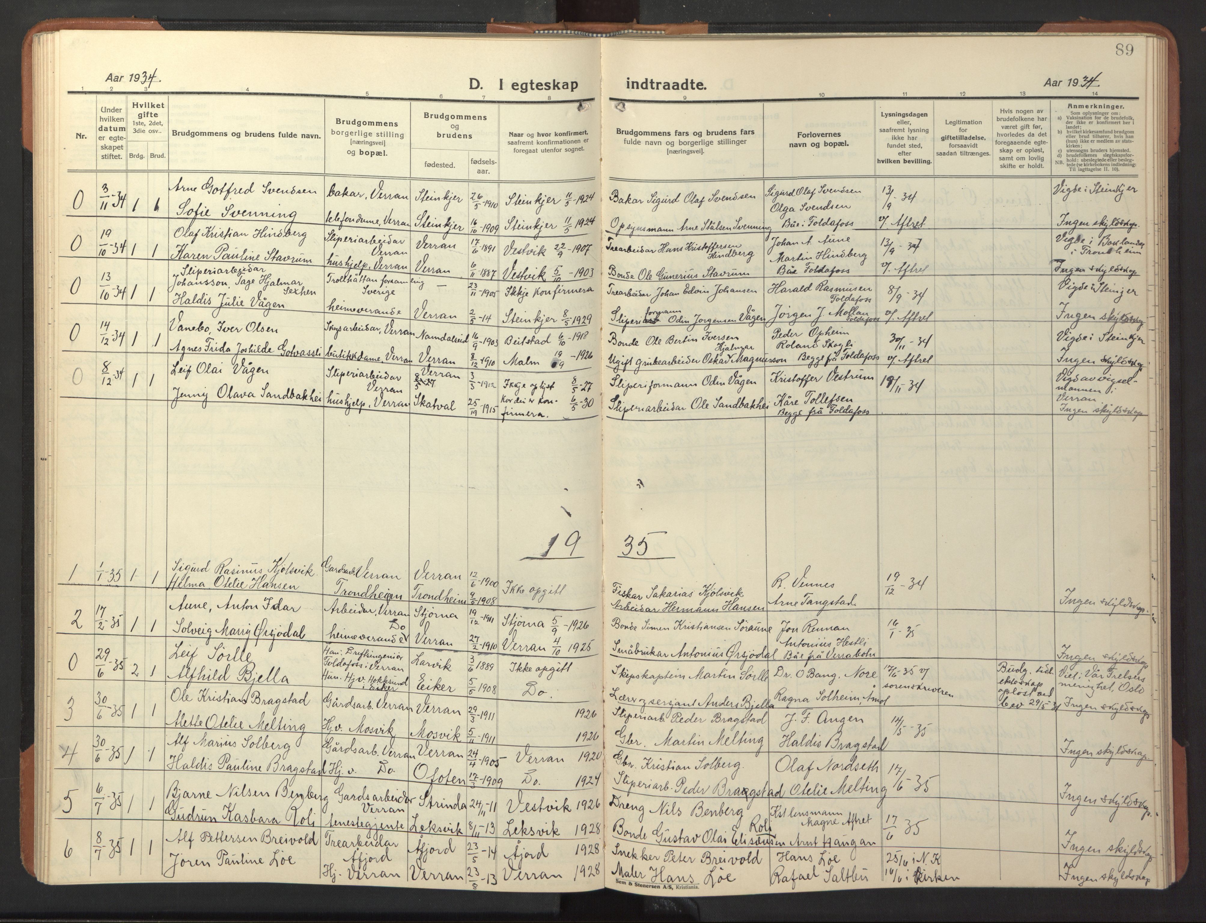 Ministerialprotokoller, klokkerbøker og fødselsregistre - Nord-Trøndelag, AV/SAT-A-1458/744/L0425: Klokkerbok nr. 744C04, 1924-1947, s. 89