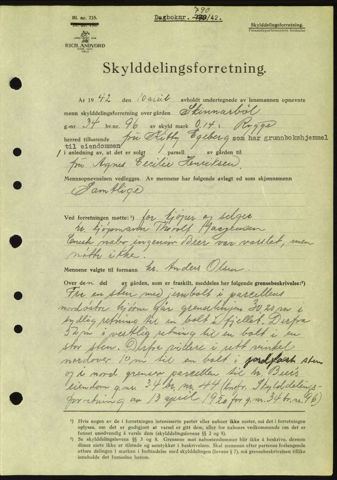 Moss sorenskriveri, SAO/A-10168: Pantebok nr. A9, 1941-1942, Dagboknr: 790/1942