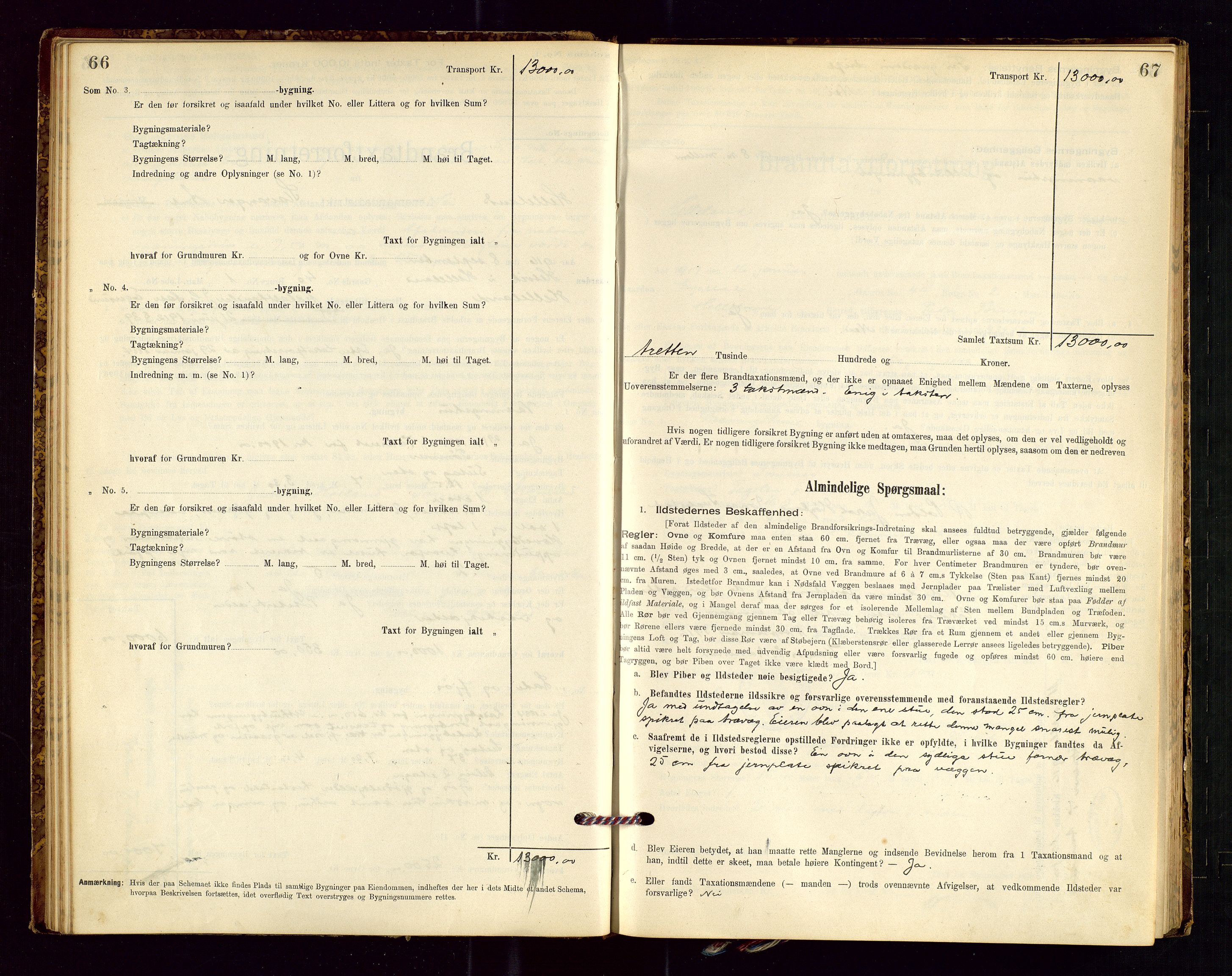 Helleland lensmannskontor, AV/SAST-A-100209/Gob/L0001: "Brandtaxationsprotokol", 1896-1919, s. 66-67