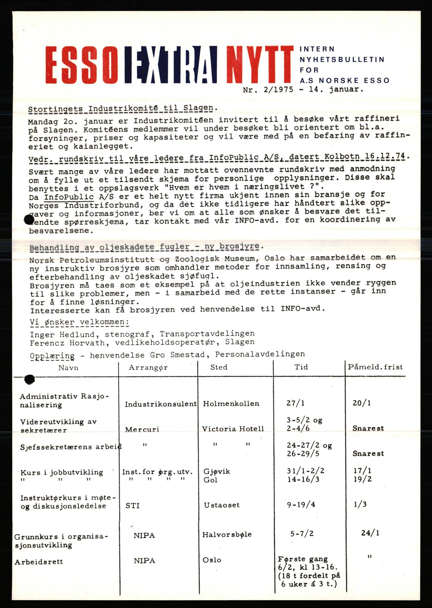 Pa 0982 - Esso Norge A/S, AV/SAST-A-100448/X/Xd/L0004: Esso Extra Nytt, 1963-1976