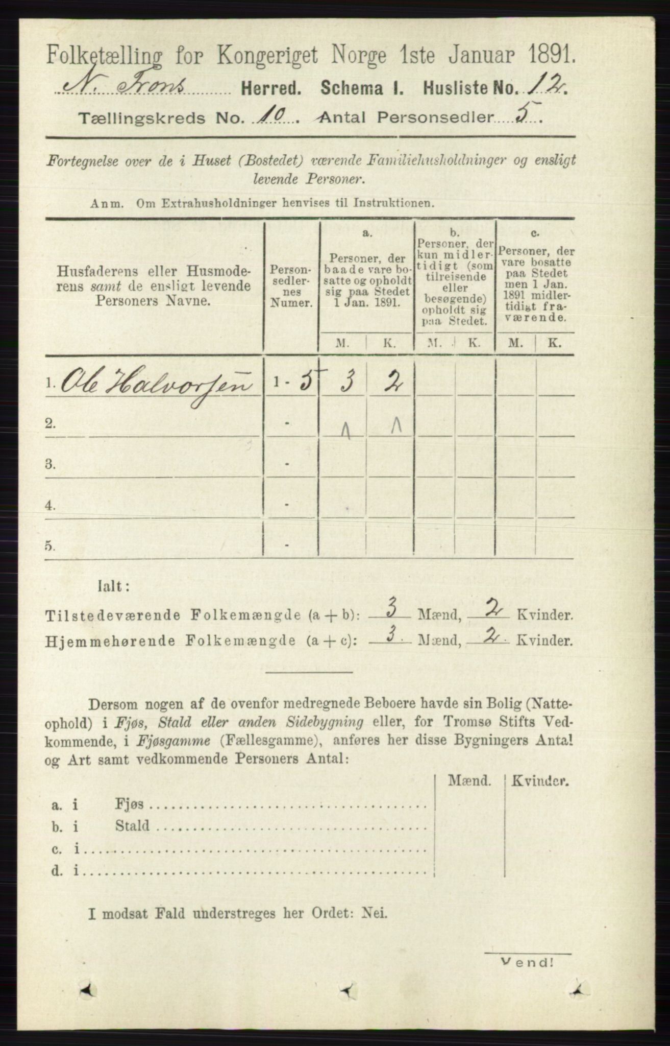 RA, Folketelling 1891 for 0518 Nord-Fron herred, 1891, s. 4313