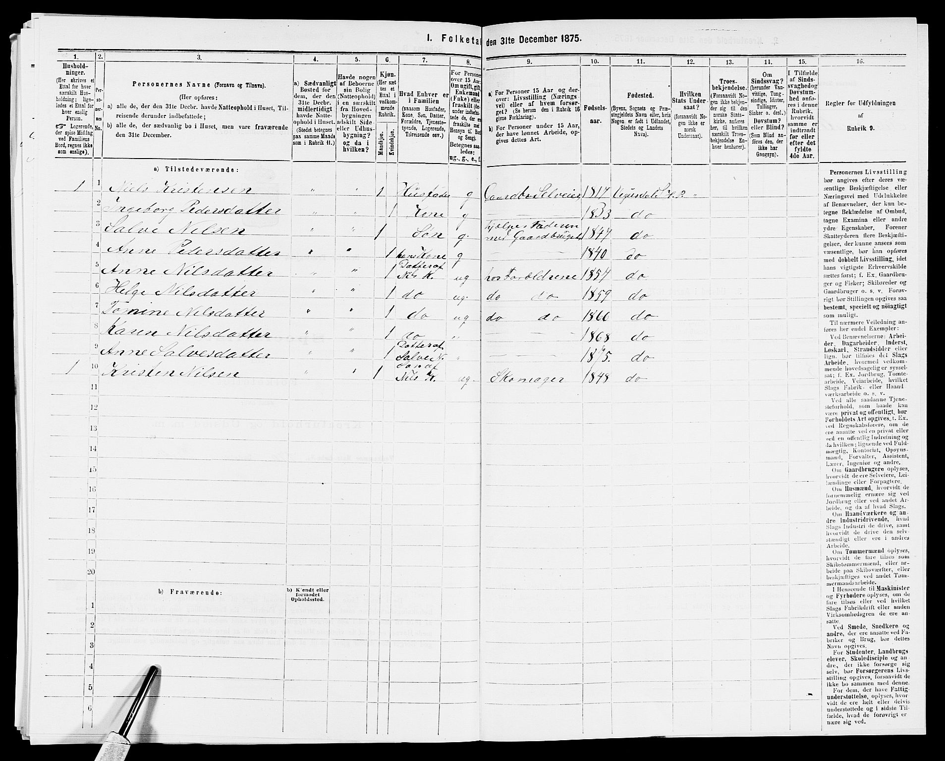 SAK, Folketelling 1875 for 0933P Herefoss prestegjeld, 1875, s. 385